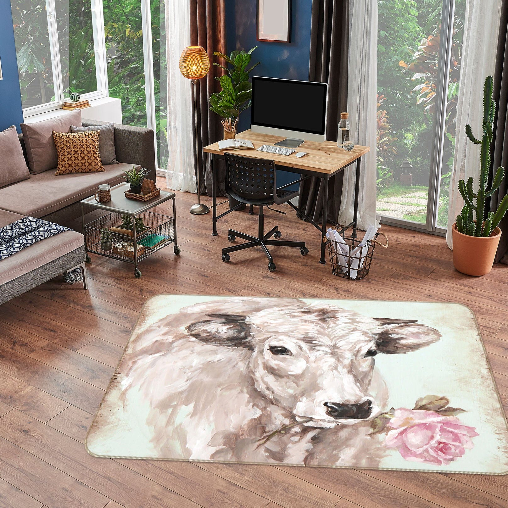 3D Cute Cow 1001 Debi Coules Rug Non Slip Rug Mat Mat AJ Creativity Home 