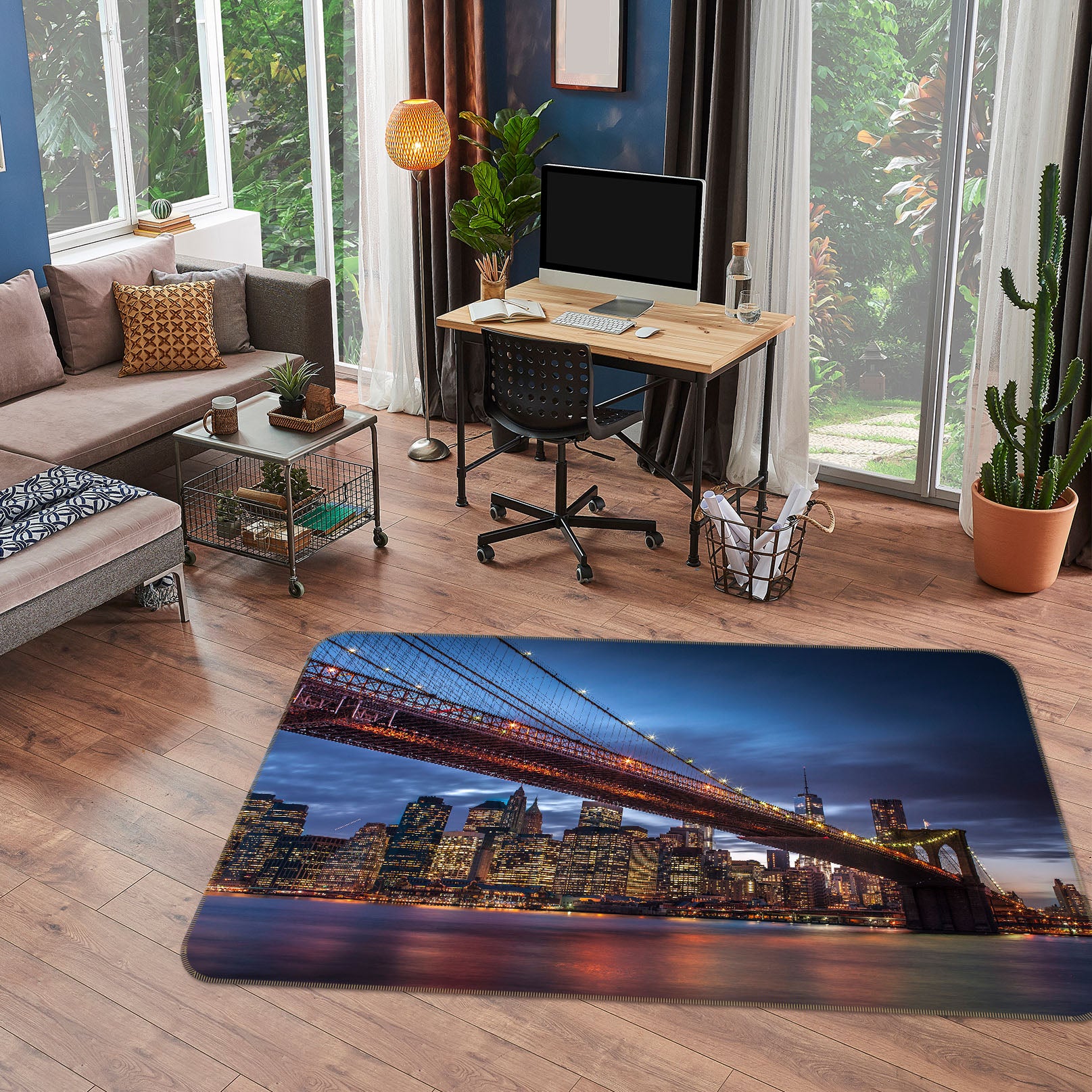 3D New York Bridge 83231 Assaf Frank Rug Non Slip Rug Mat