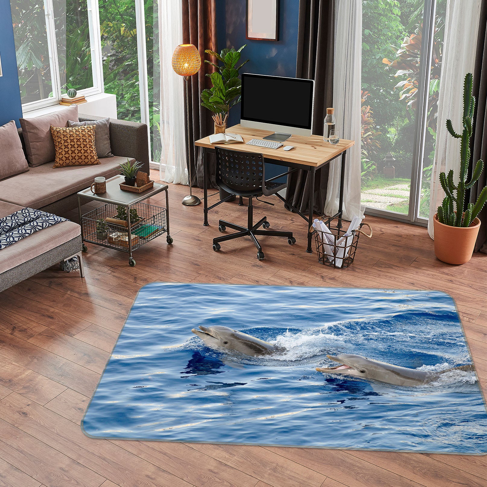 3D Sea Surface Dolphins 38114 Animal Non Slip Rug Mat