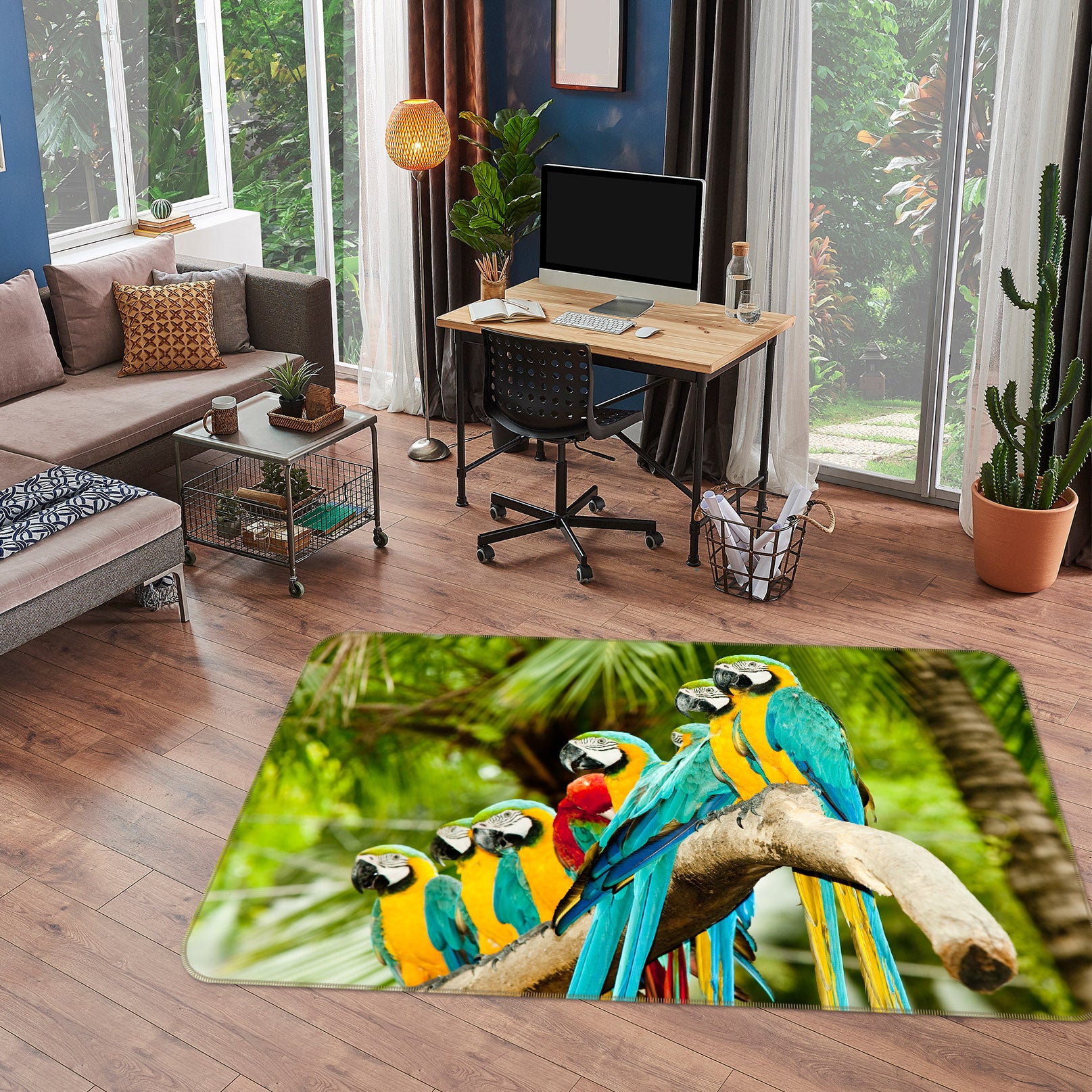 3D Branch Parrot 69002 Animal Non Slip Rug Mat