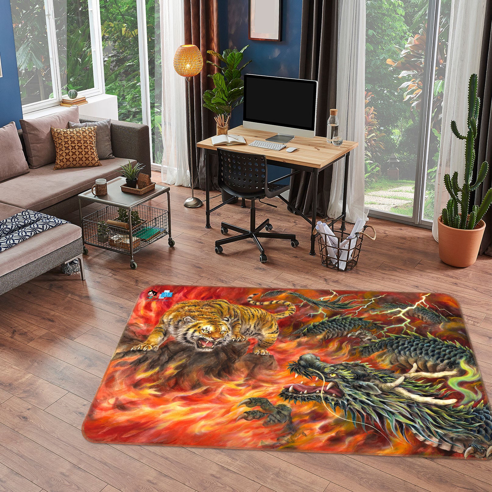 3D Tiger Dragon 5719 Kayomi Harai Rug Non Slip Rug Mat