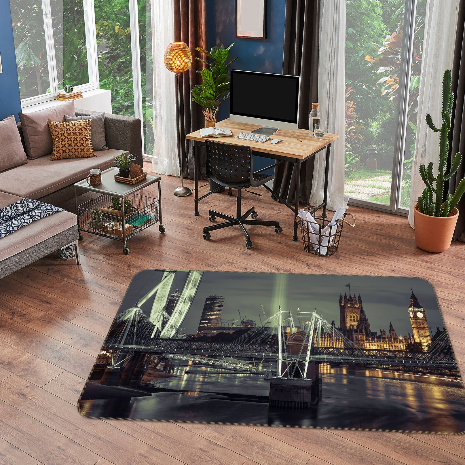 3D Night Bridge 3024 Assaf Frank Rug Non Slip Rug Mat