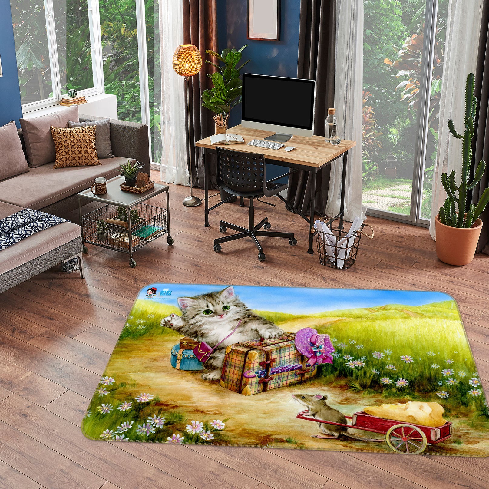 3D Lawn Cat 5623 Kayomi Harai Rug Non Slip Rug Mat