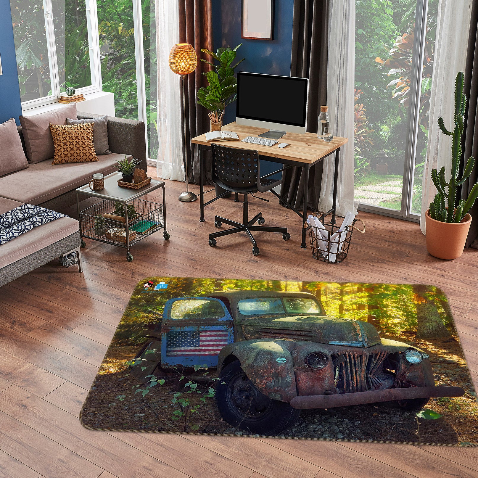 3D Scrap Car 85069 Jerry LoFaro Rug Non Slip Rug Mat