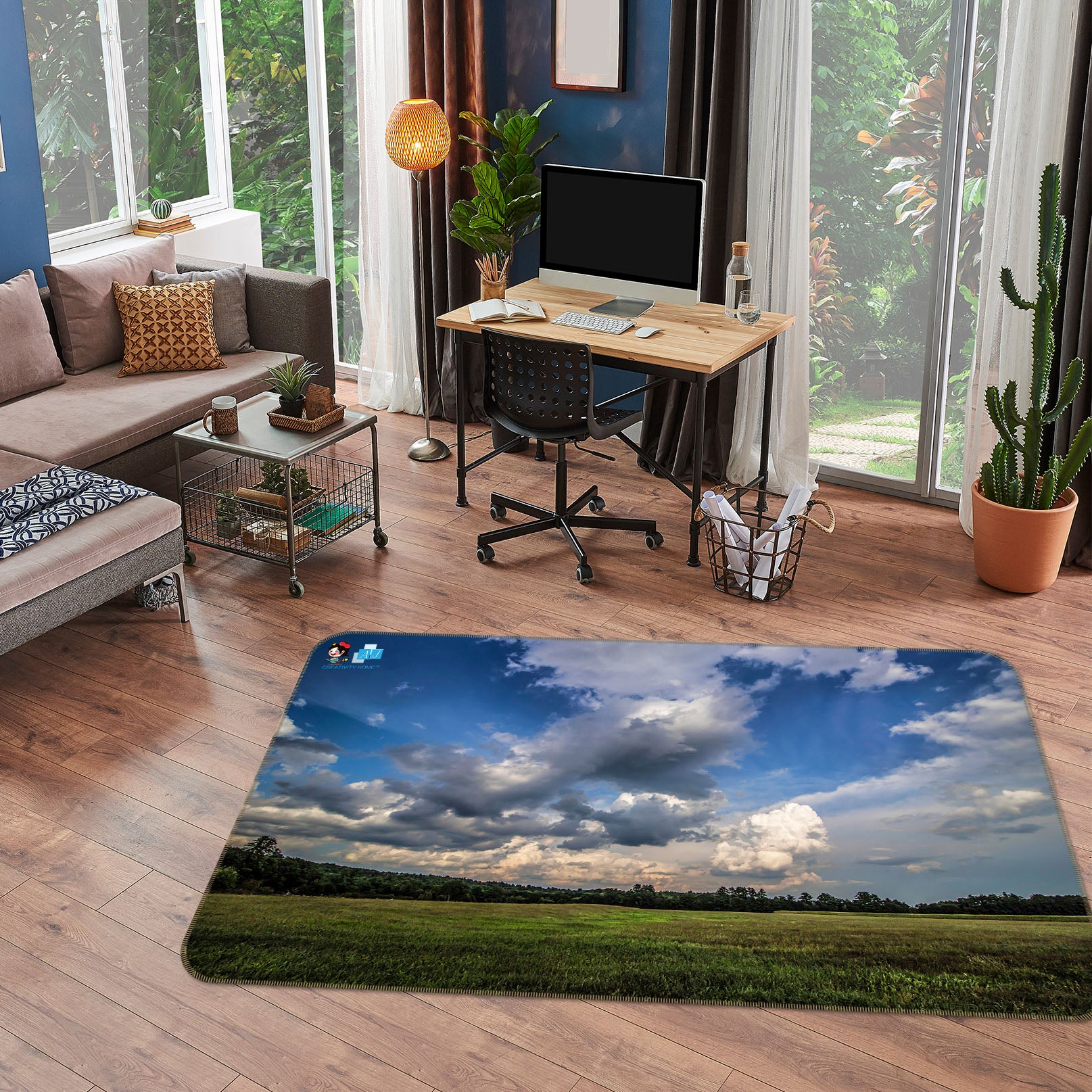 3D Sky Grass 85068 Jerry LoFaro Rug Non Slip Rug Mat