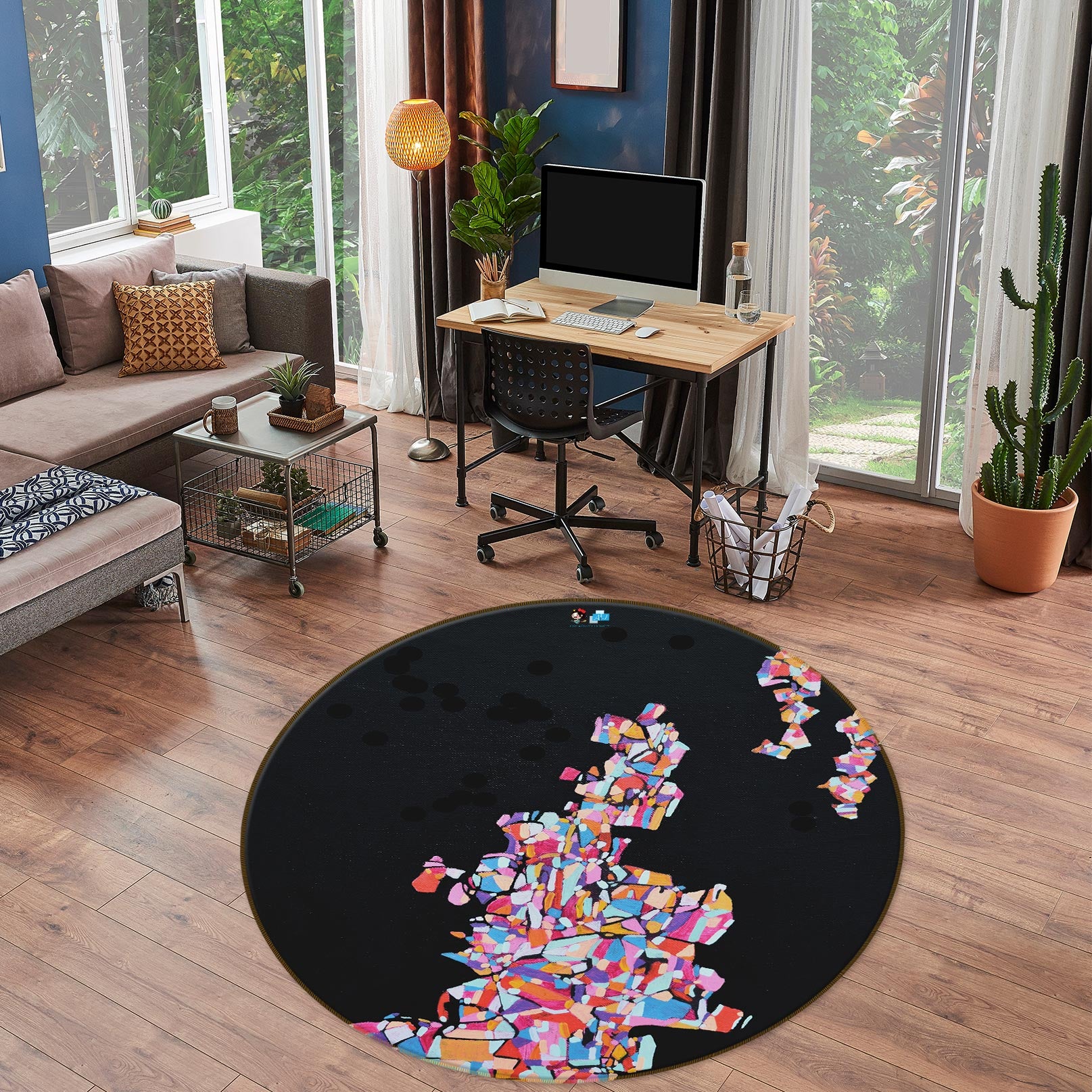 3D Color Graphics 1361 Misako Chida Rug Round Non Slip Rug Mat