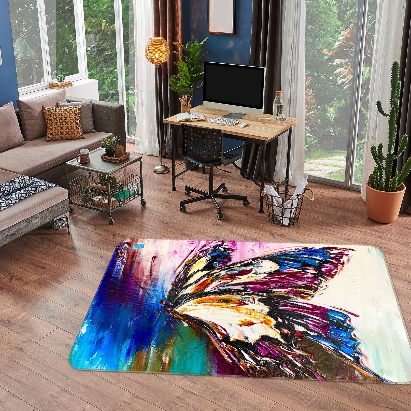 3D Colorful Butterfly 1231 Skromova Marina Rug Non Slip Rug Mat