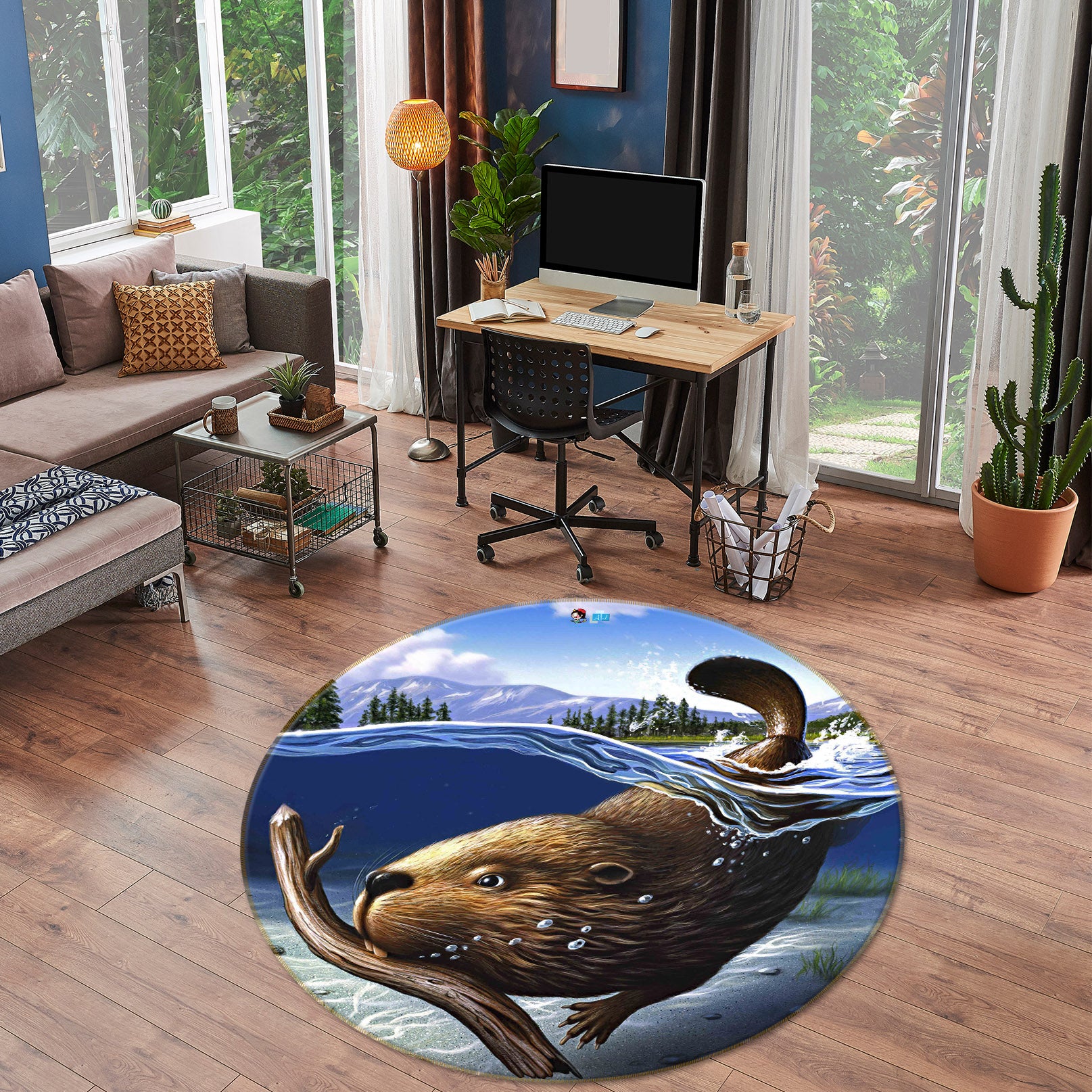 3D Busy Beaver 85104 Jerry LoFaro Rug Round Non Slip Rug Mat