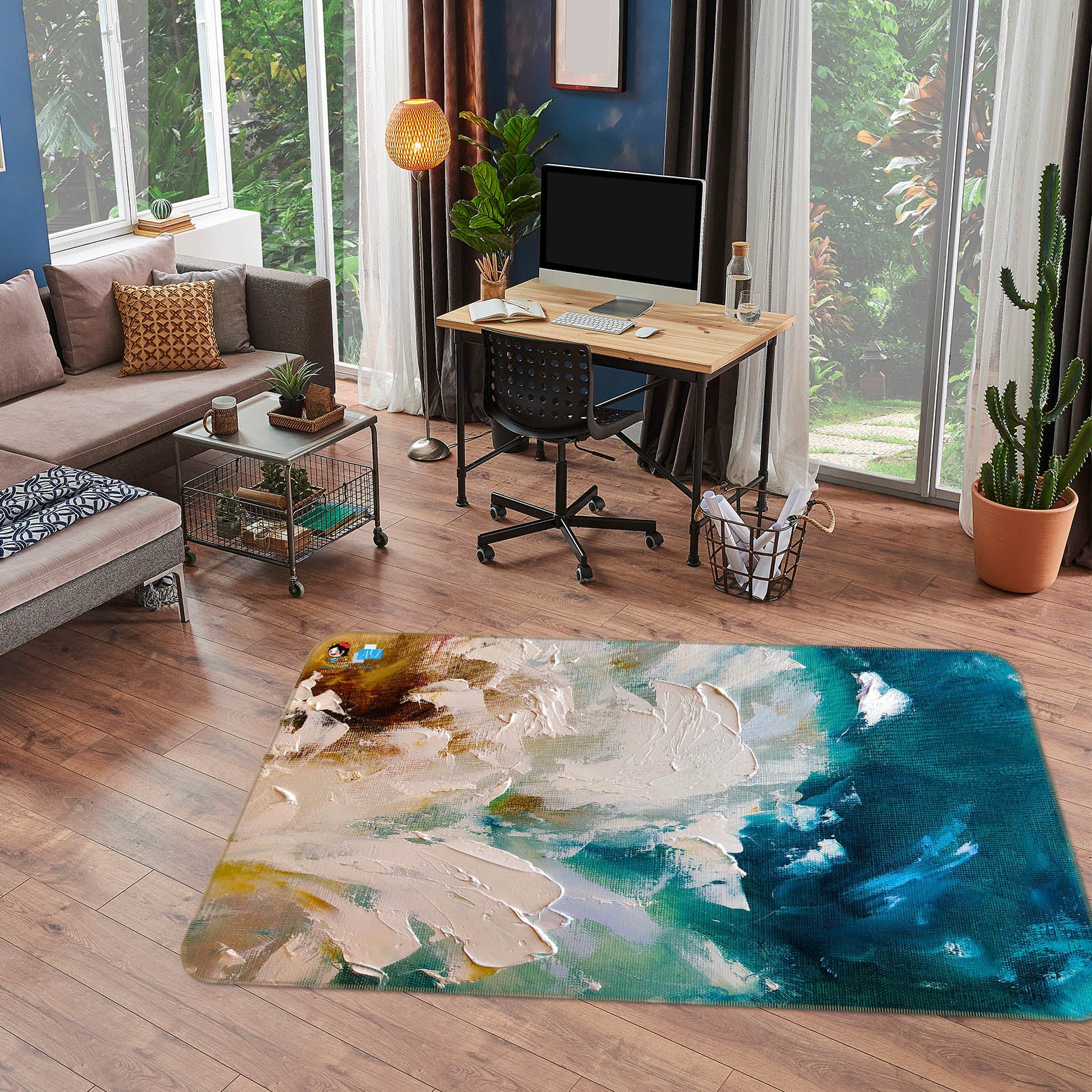 3D Blue Oil Painting 3844 Skromova Marina Rug Non Slip Rug Mat