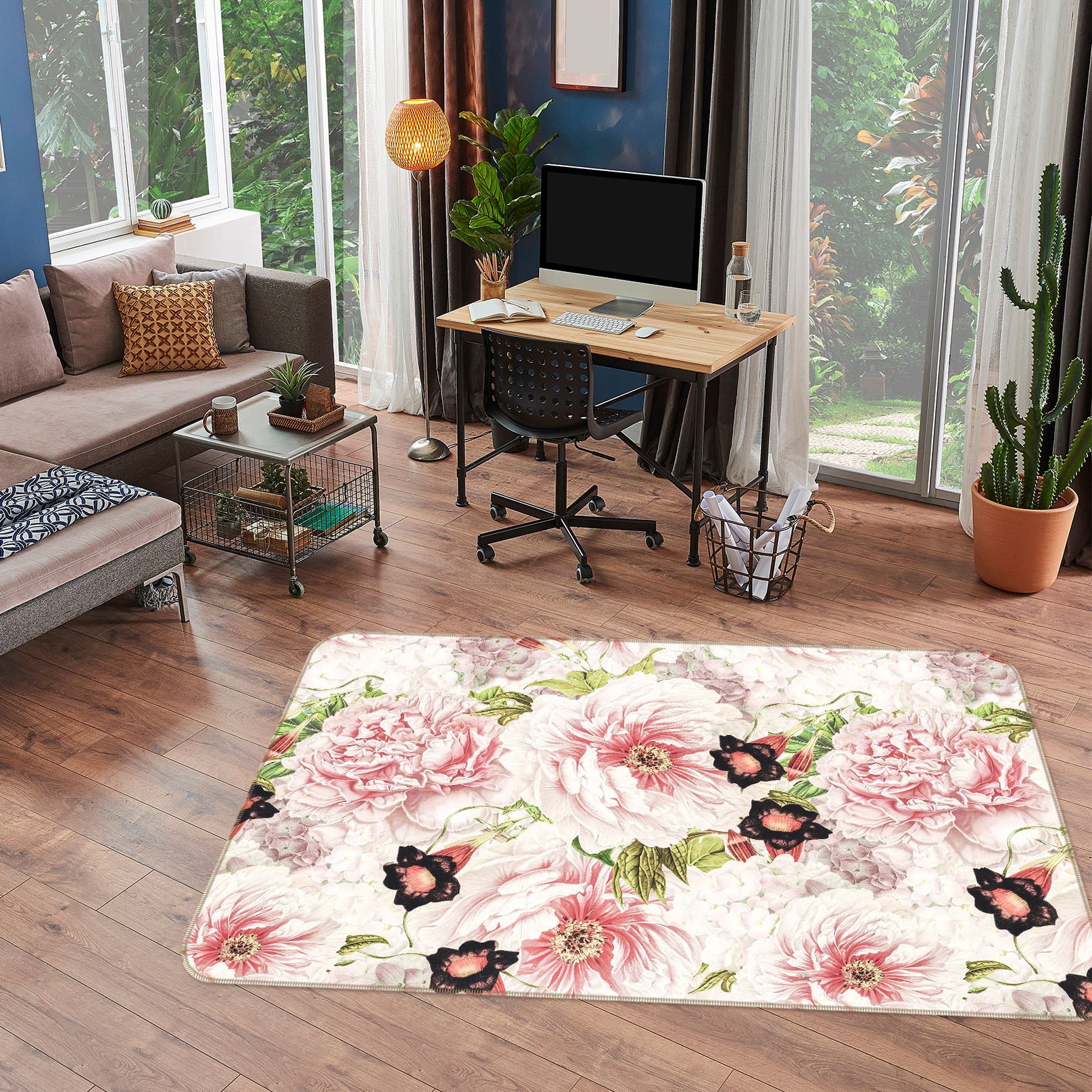 3D Romantic Flowers 127 Uta Naumann Rug Non Slip Rug Mat