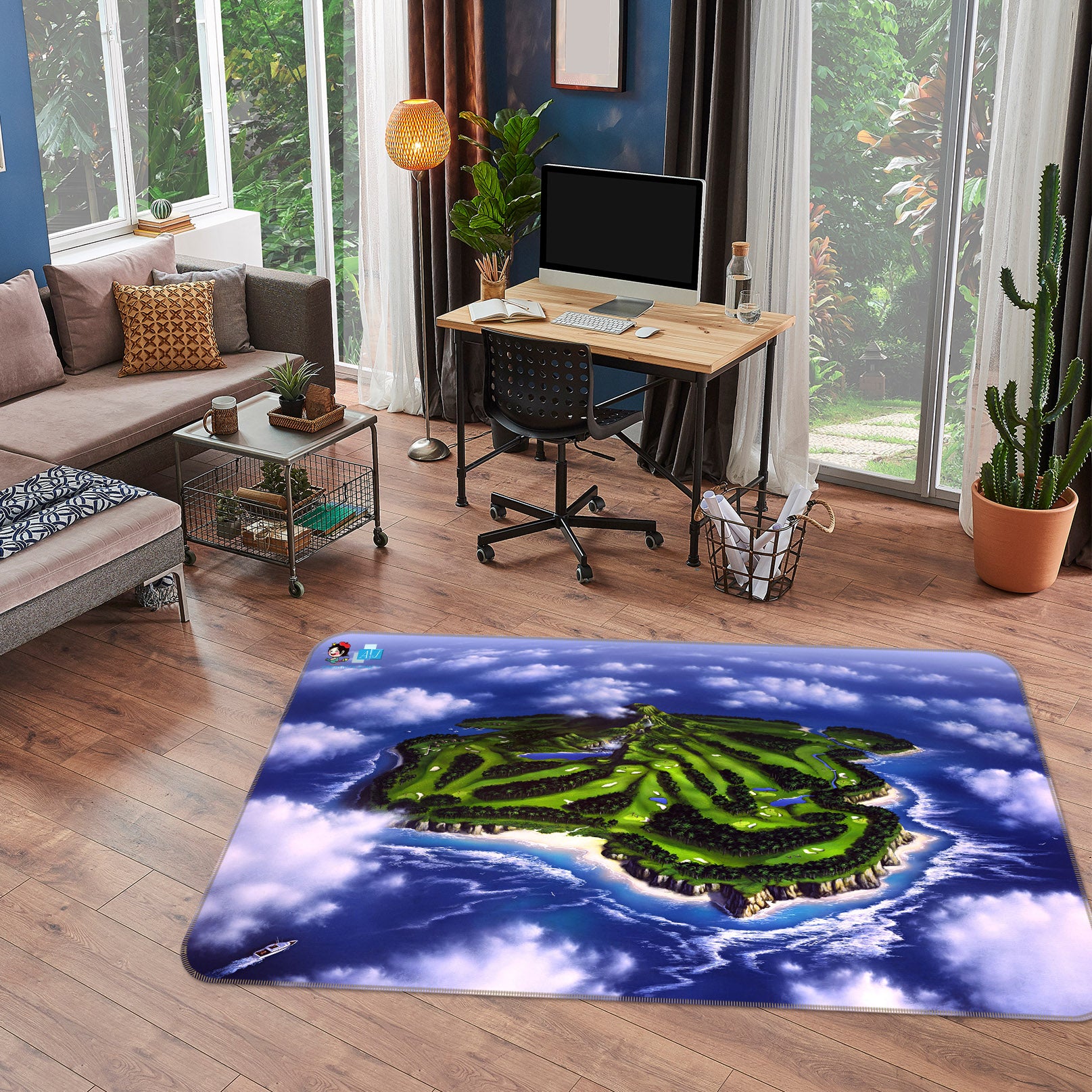 3D Paradise Isle 85058 Jerry LoFaro Rug Non Slip Rug Mat