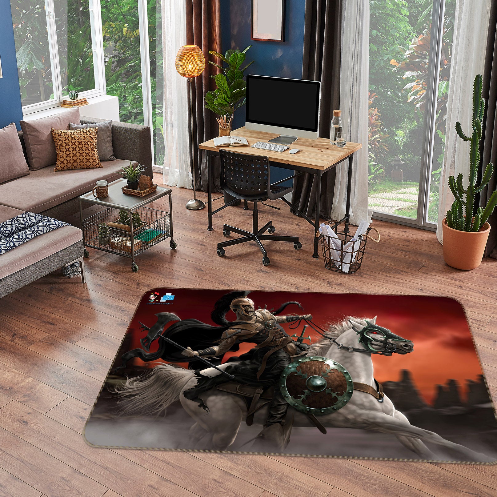 3D Knight Horse 4109 Tom Wood Rug Non Slip Rug Mat