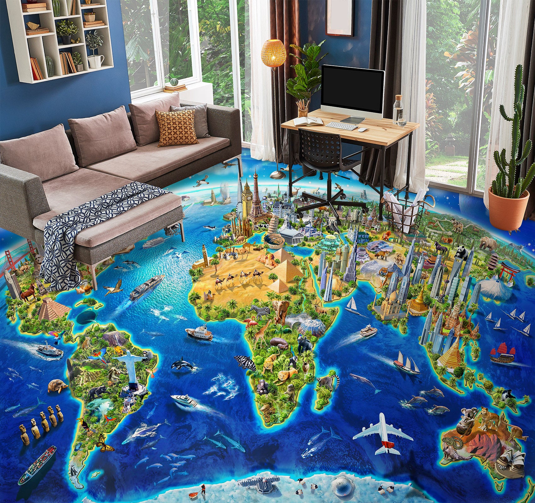 3D Earth Ocean Land 96217 Adrian Chesterman Floor Mural