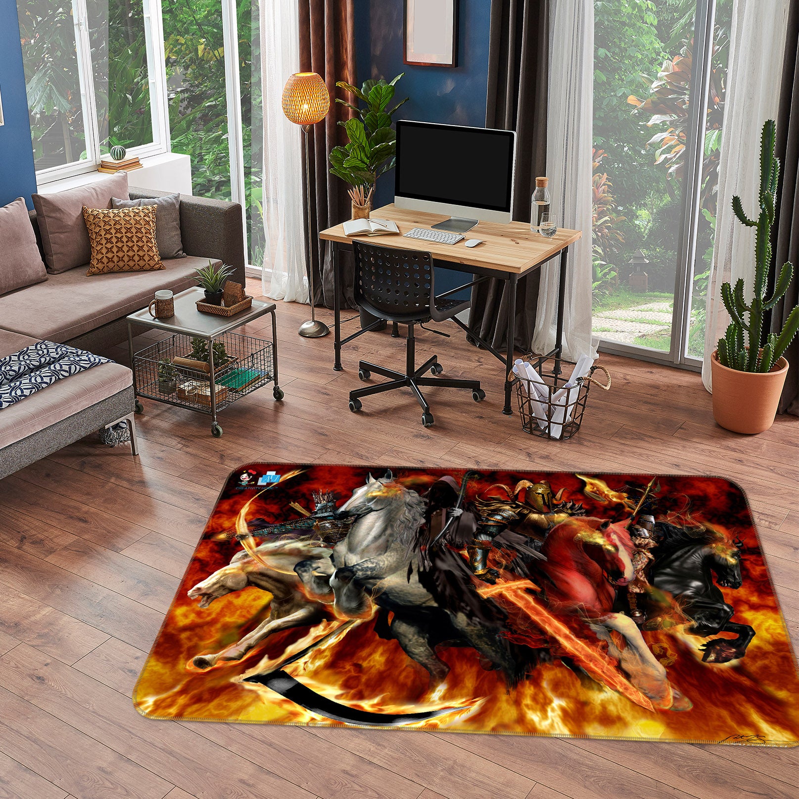 3D Knight Horse 8209 Ruth Thompson Rug Non Slip Rug Mat