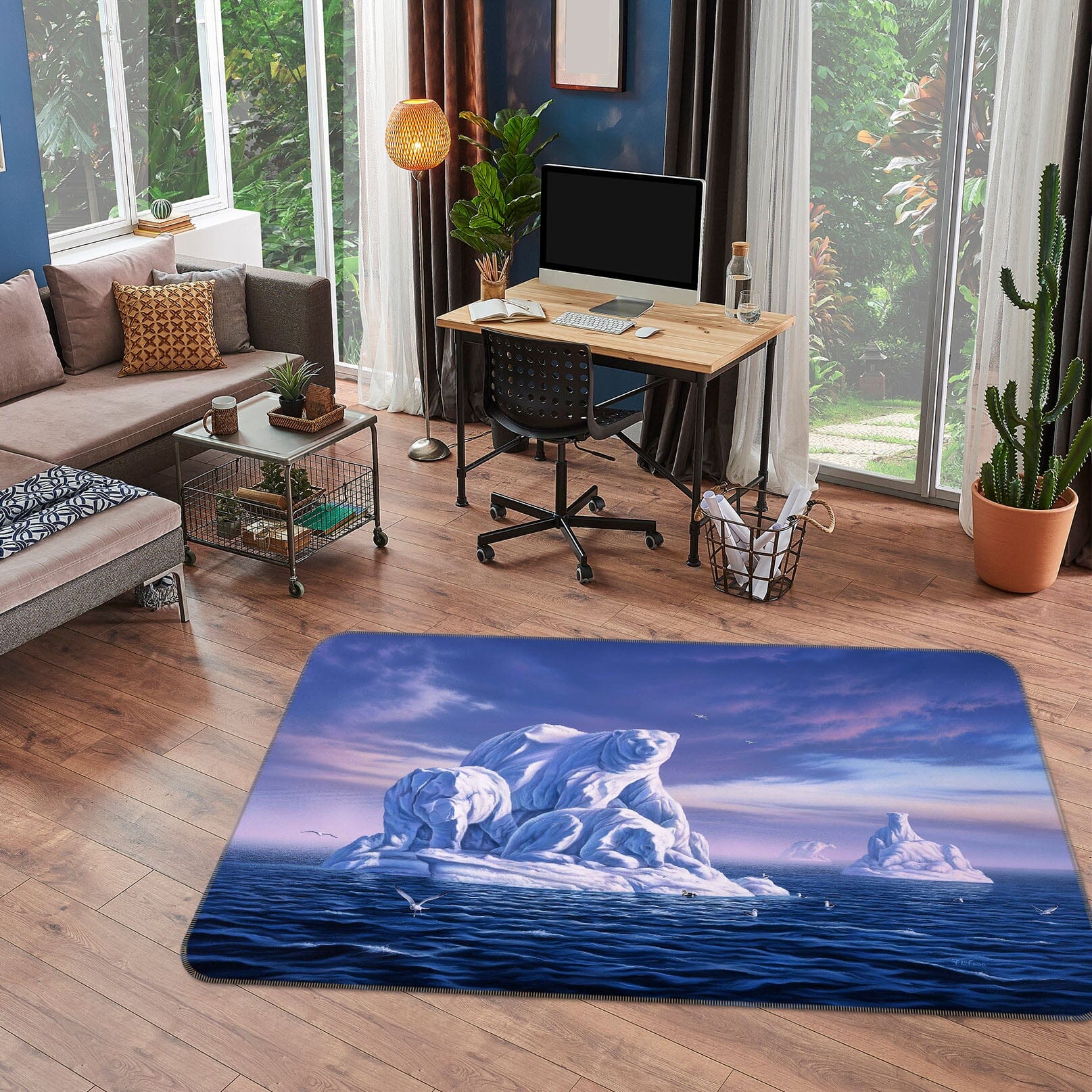 3D Ice Bears 1060 Jerry LoFaro Rug Non Slip Rug Mat Mat AJ Creativity Home 