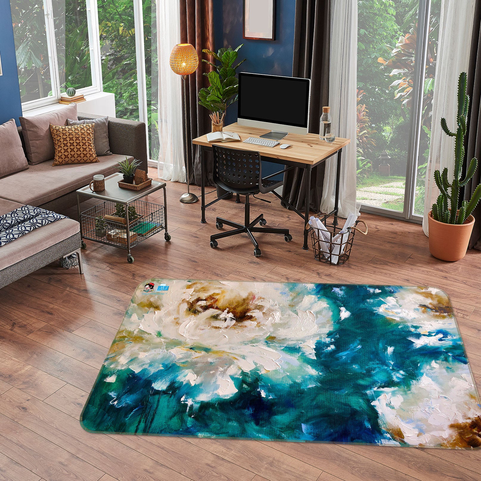 3D Paint Flower 1245 Skromova Marina Rug Non Slip Rug Mat