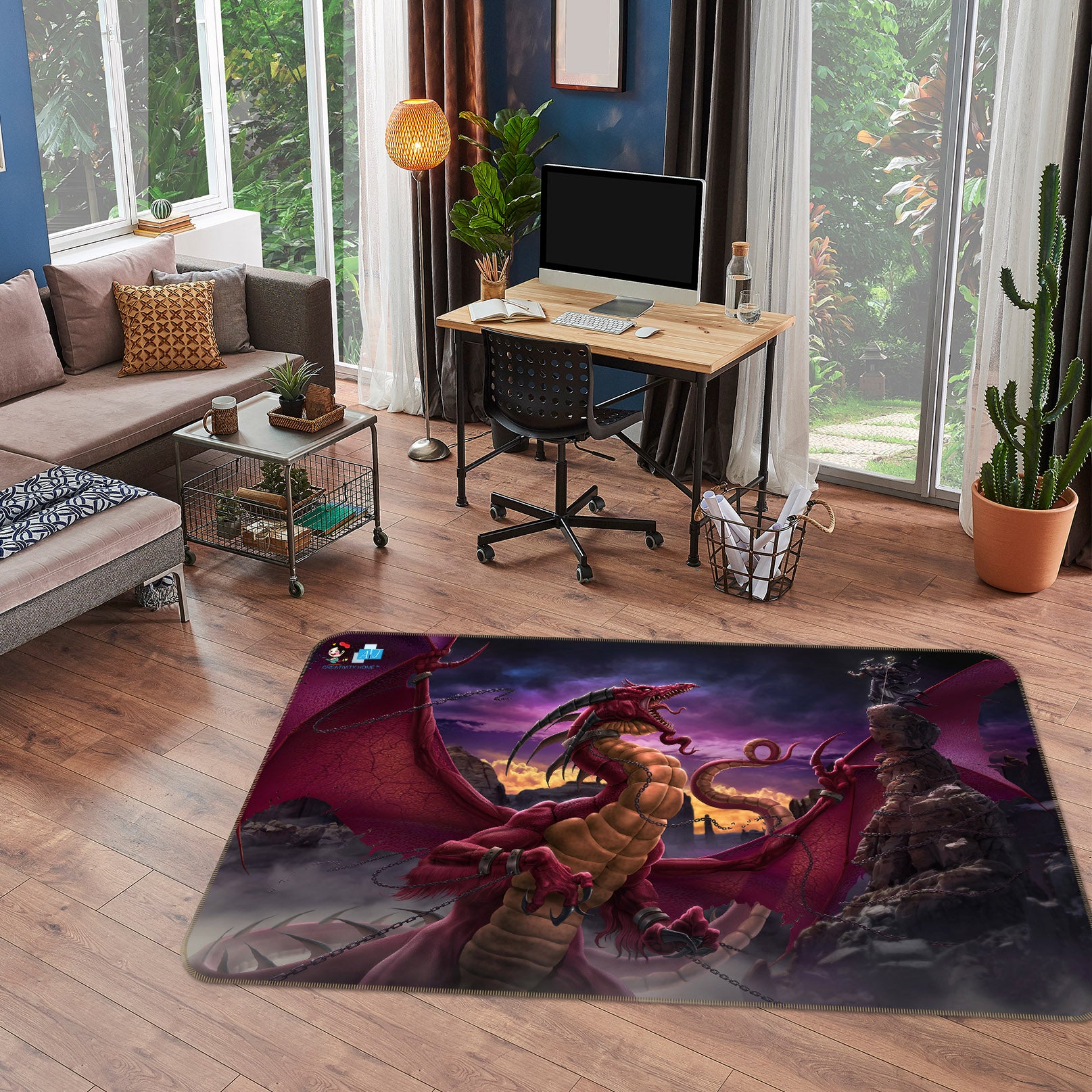 3D Winged Dragon 4102 Tom Wood Rug Non Slip Rug Mat