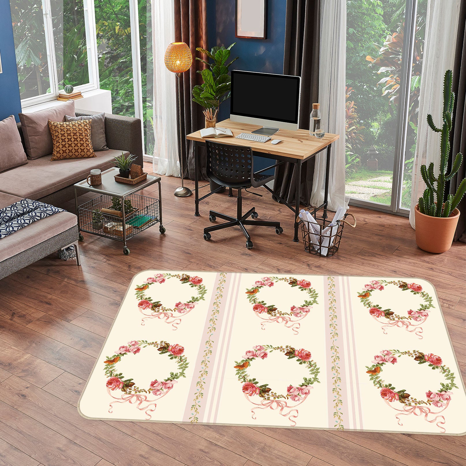 3D Flower Ring 159 Uta Naumann Rug Non Slip Rug Mat