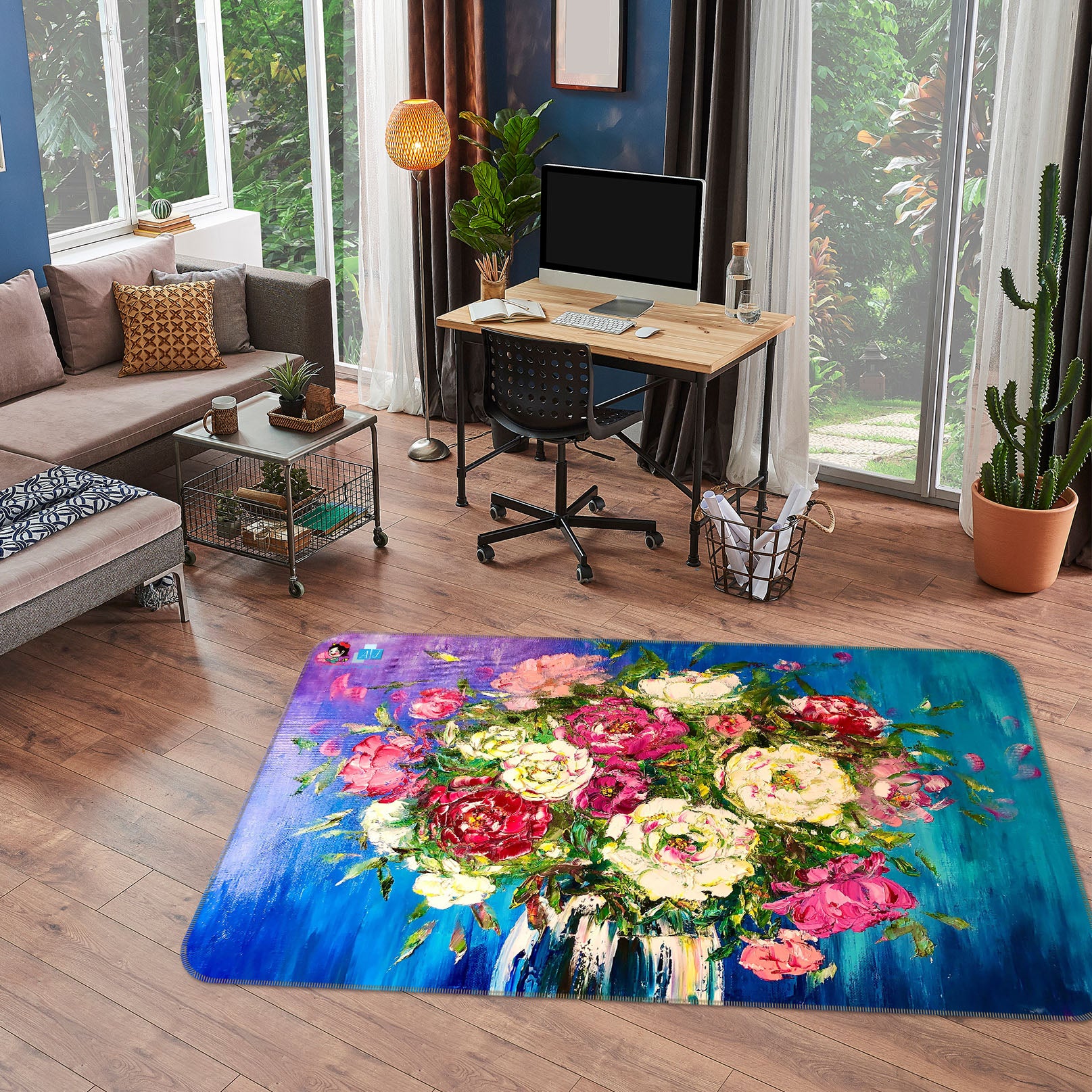 3D Colorful Flower Vase 1228 Skromova Marina Rug Non Slip Rug Mat