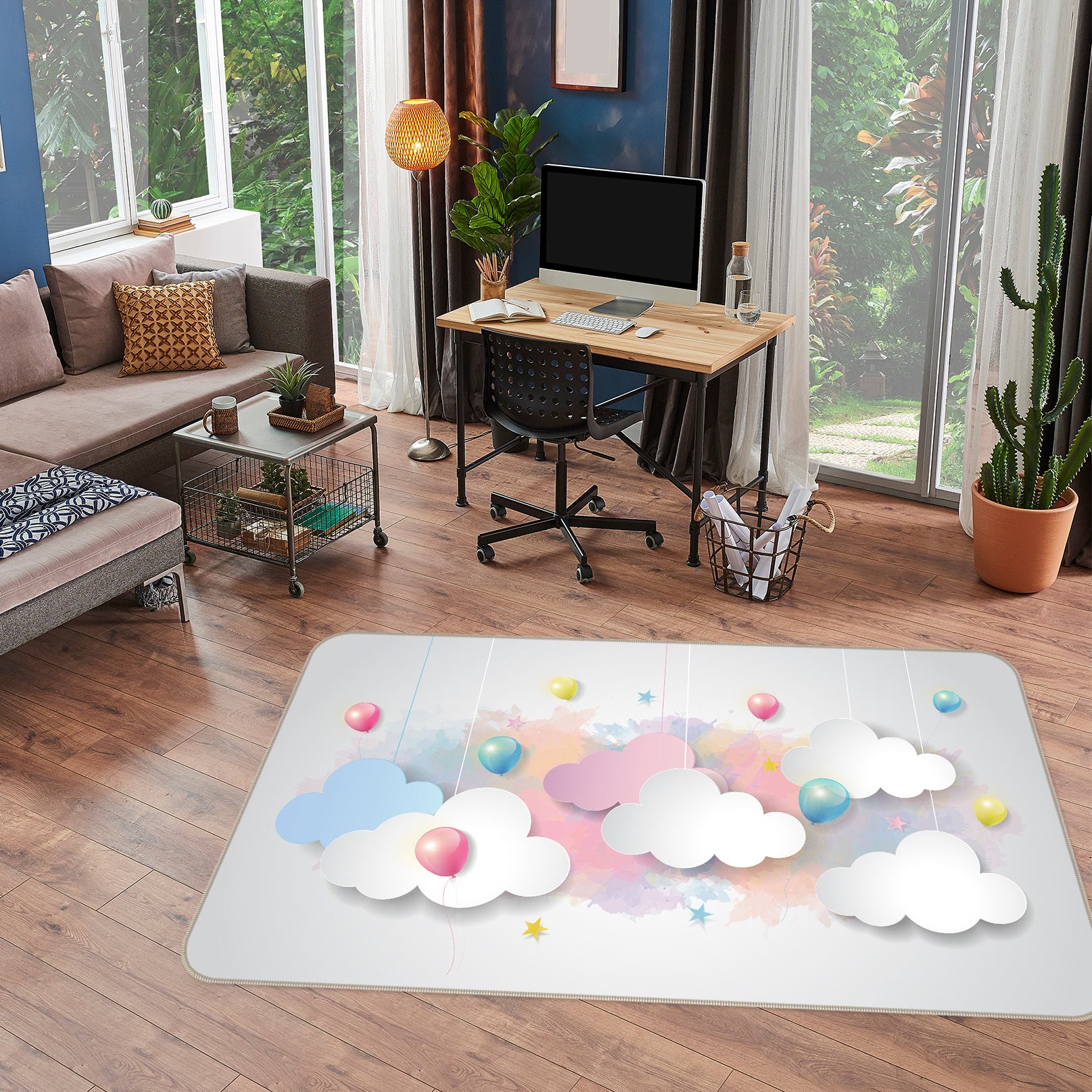 3D Color Clouds 77148 Non Slip Rug Mat