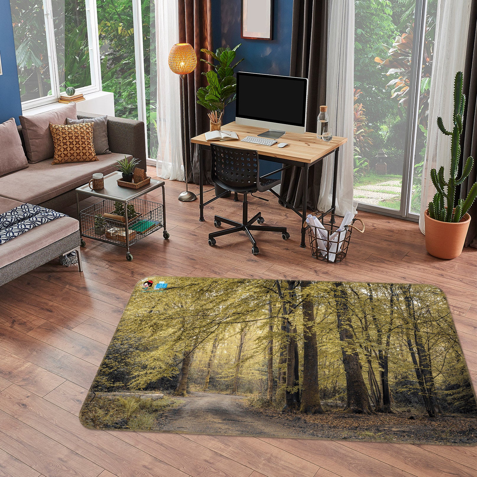 3D Forest Leaves 6780 Assaf Frank Rug Non Slip Rug Mat