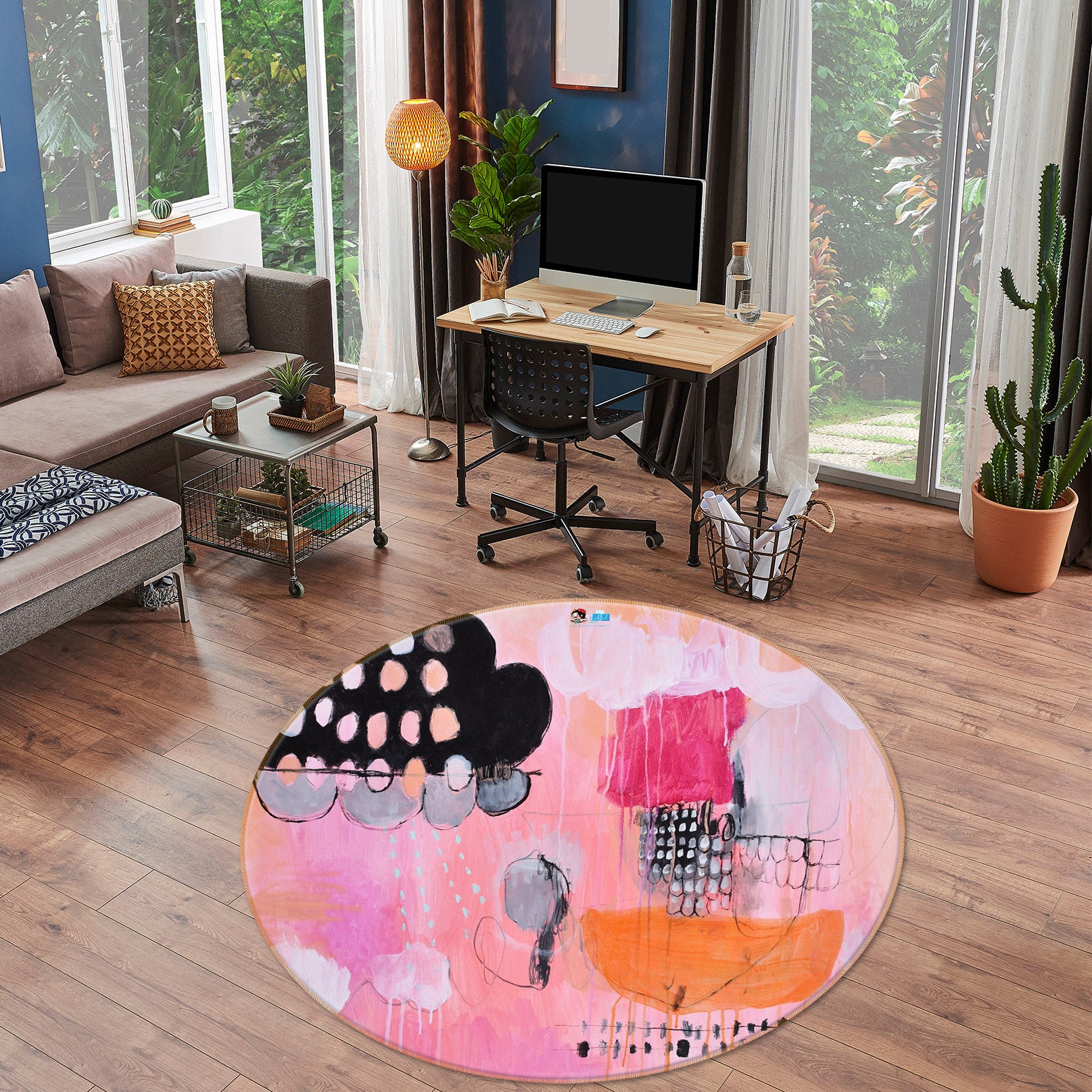 3D Black Cloud 1384 Misako Chida Rug Round Non Slip Rug Mat