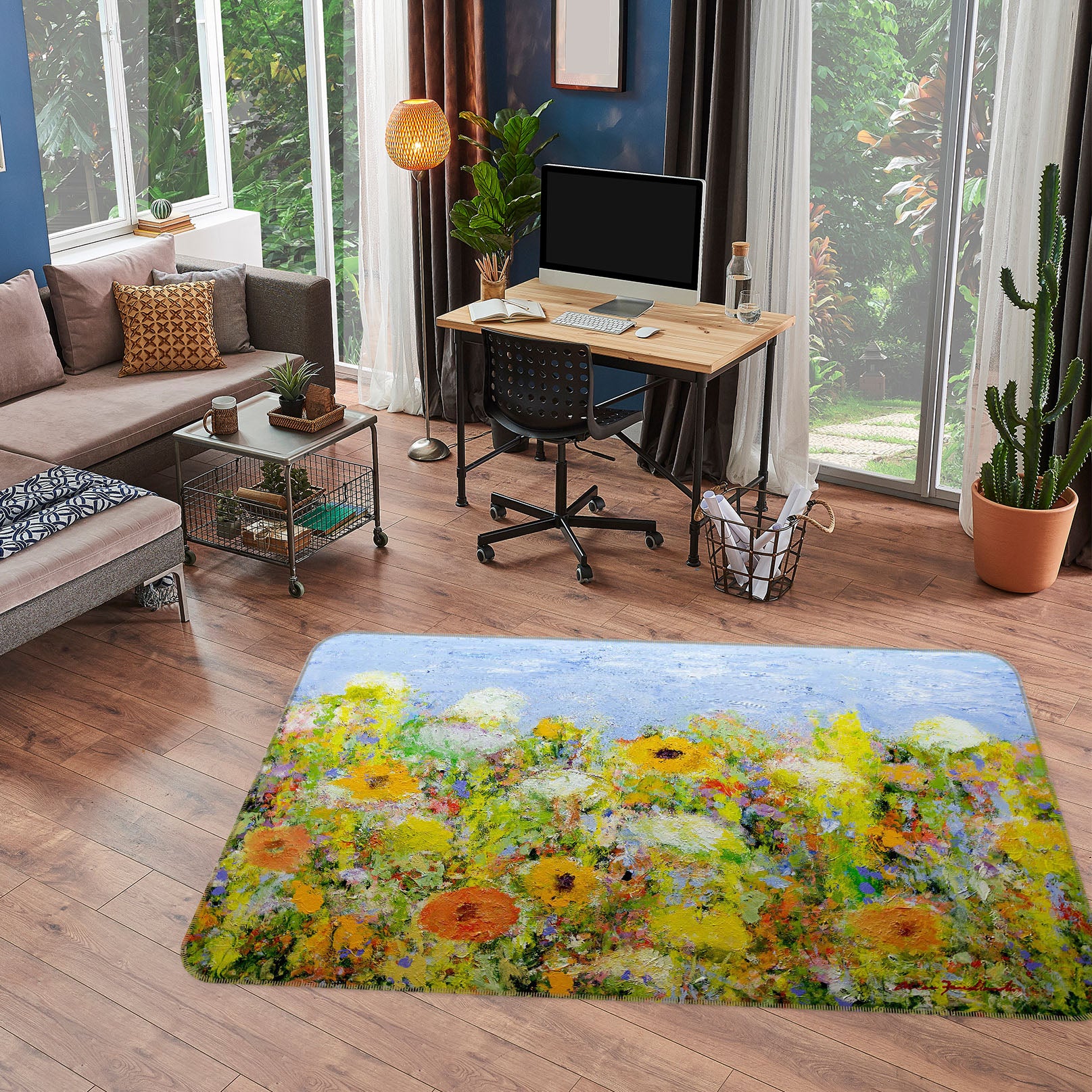 3D Summer Flowers 1115 Allan P. Friedlander Rug Non Slip Rug Mat