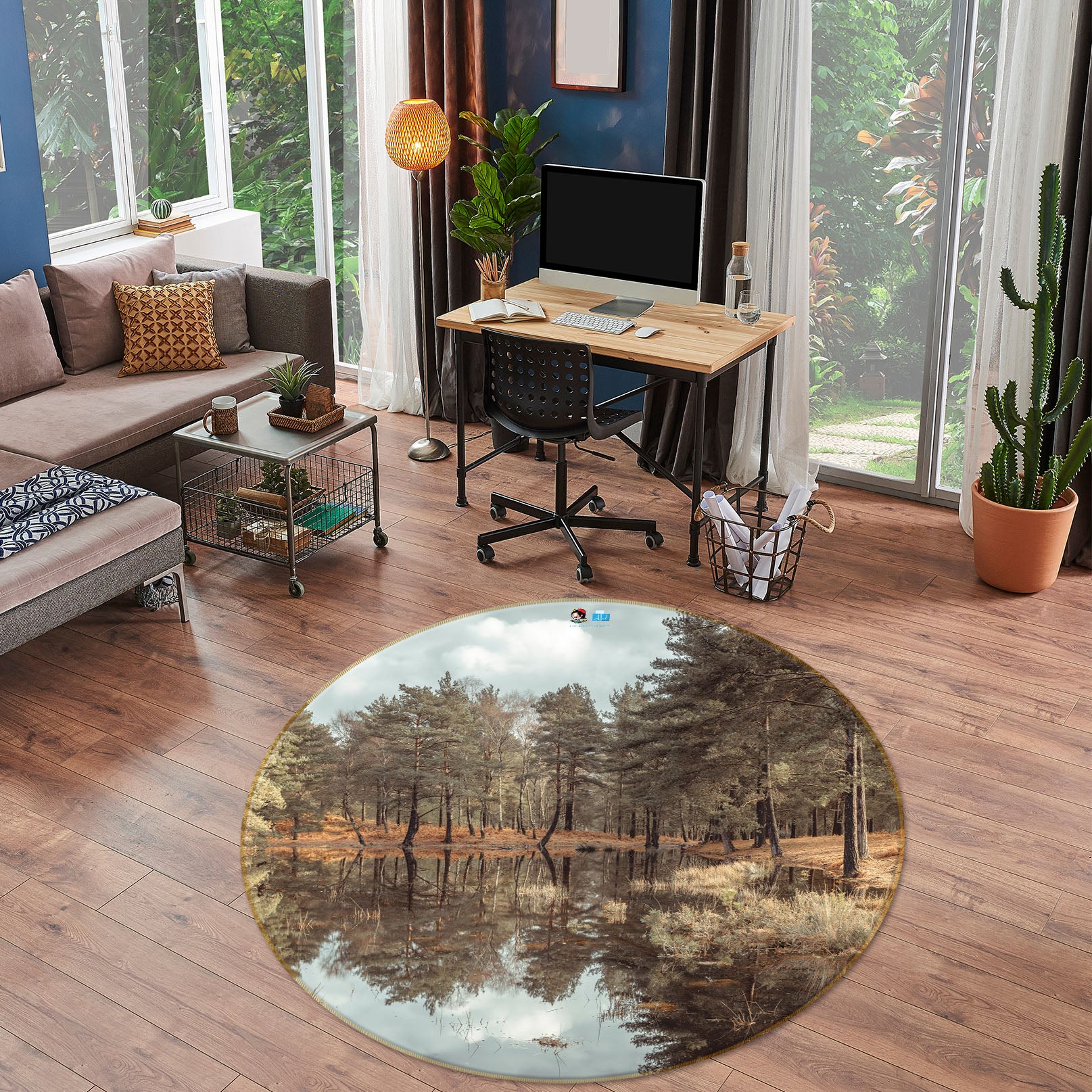 3D Forest Scenery 7384 Assaf Frank Rug Round Non Slip Rug Mat