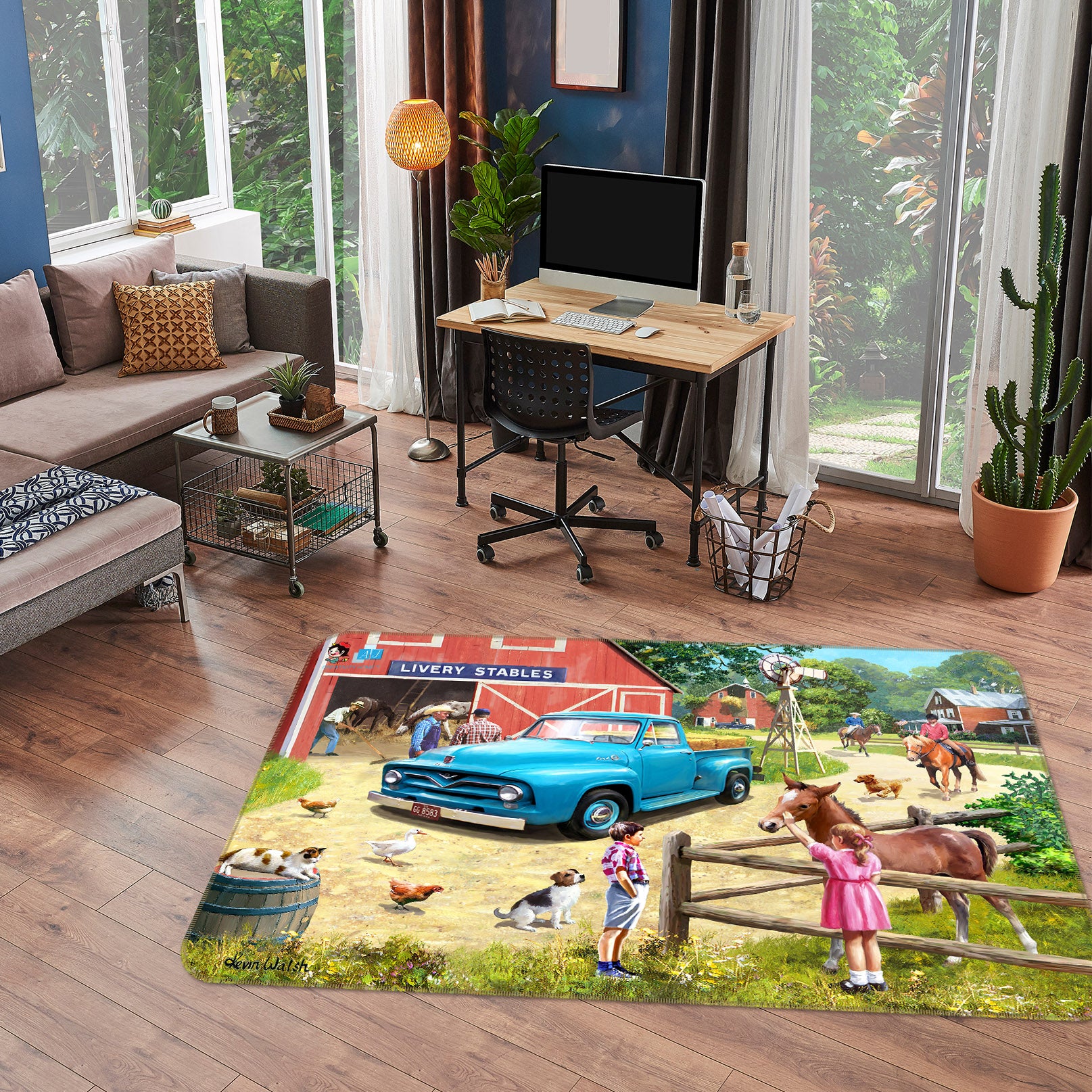 3D Pony Girl 016 Kevin Walsh Rug Non Slip Rug Mat