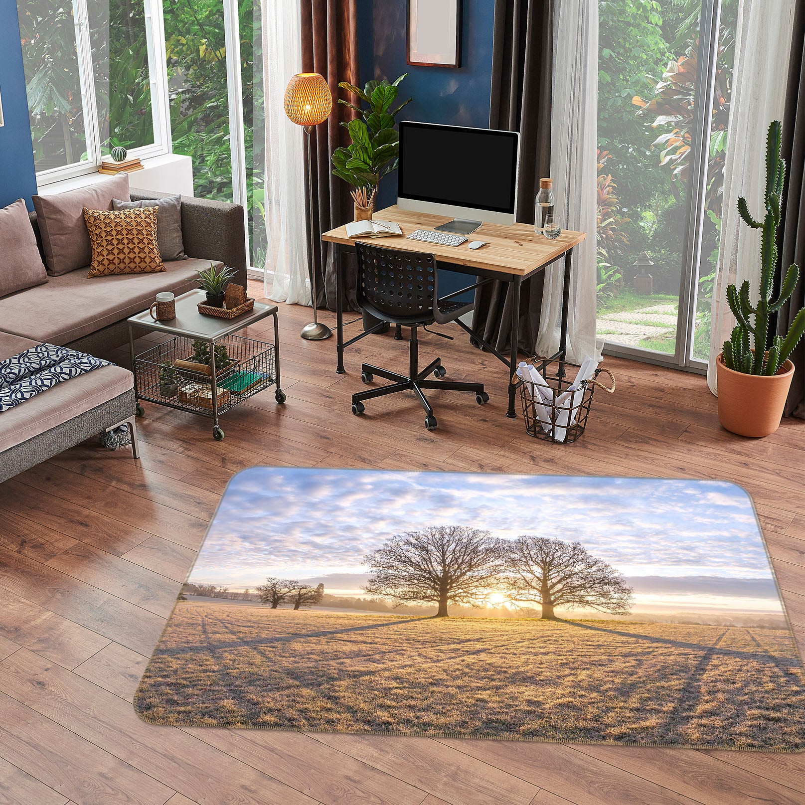 3D Sunset Tree 165 Assaf Frank Rug Non Slip Rug Mat