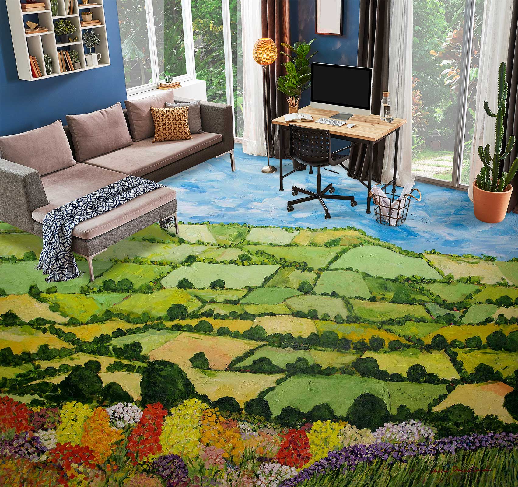 3D Piece Grass Field 9678 Allan P. Friedlander Floor Mural