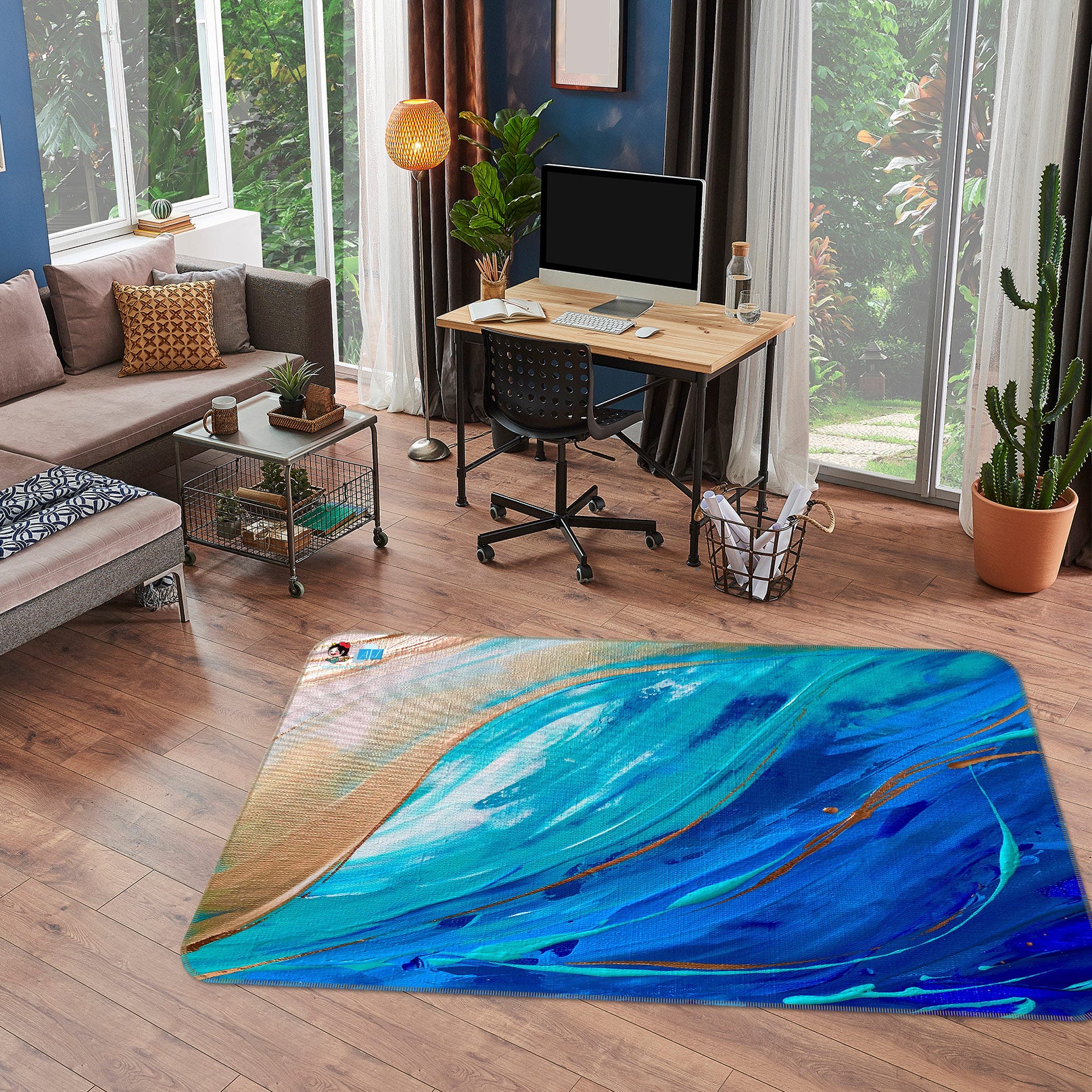 3D Blue Painting 1116 Skromova Marina Rug Non Slip Rug Mat