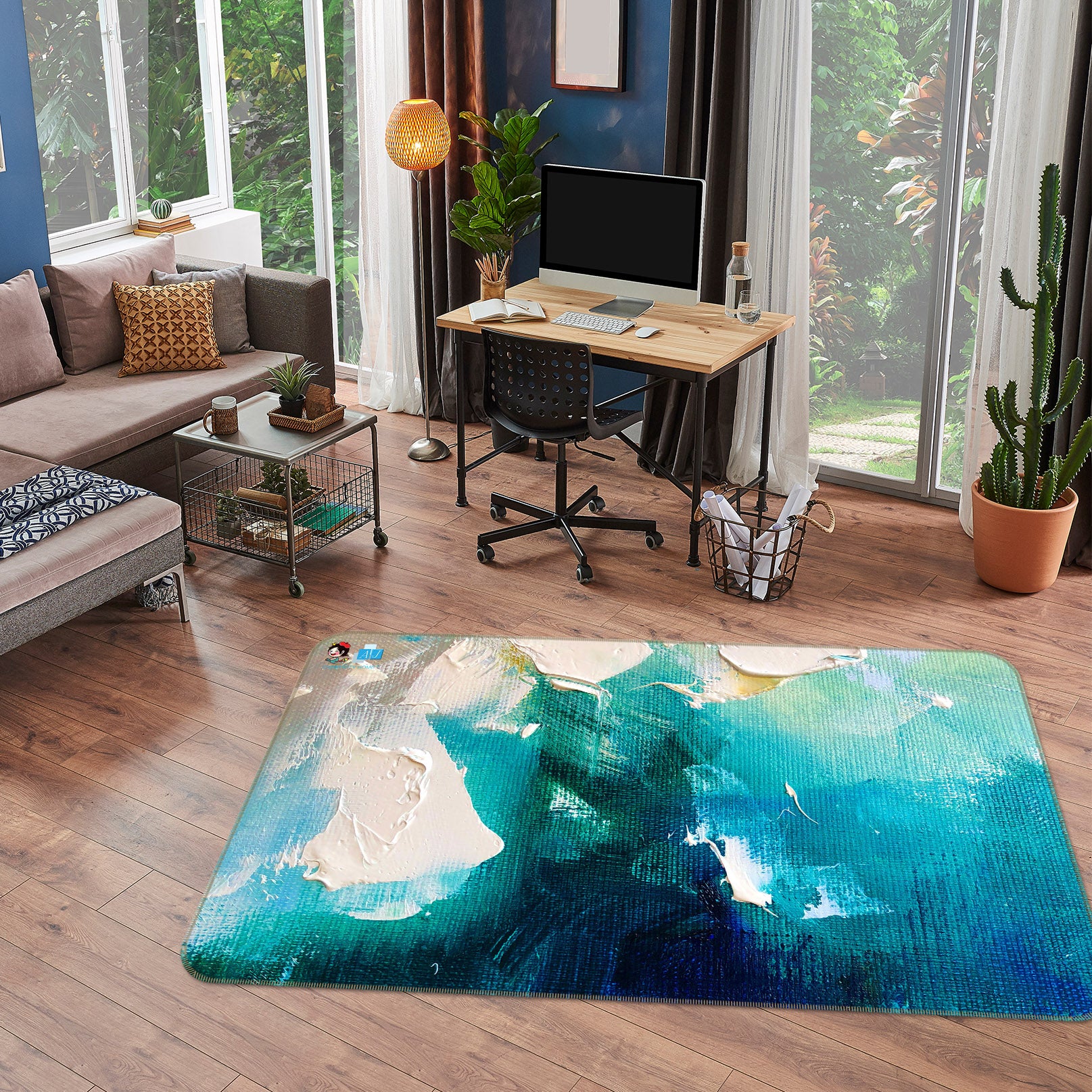 3D Blue Oil Painting 1237 Skromova Marina Rug Non Slip Rug Mat