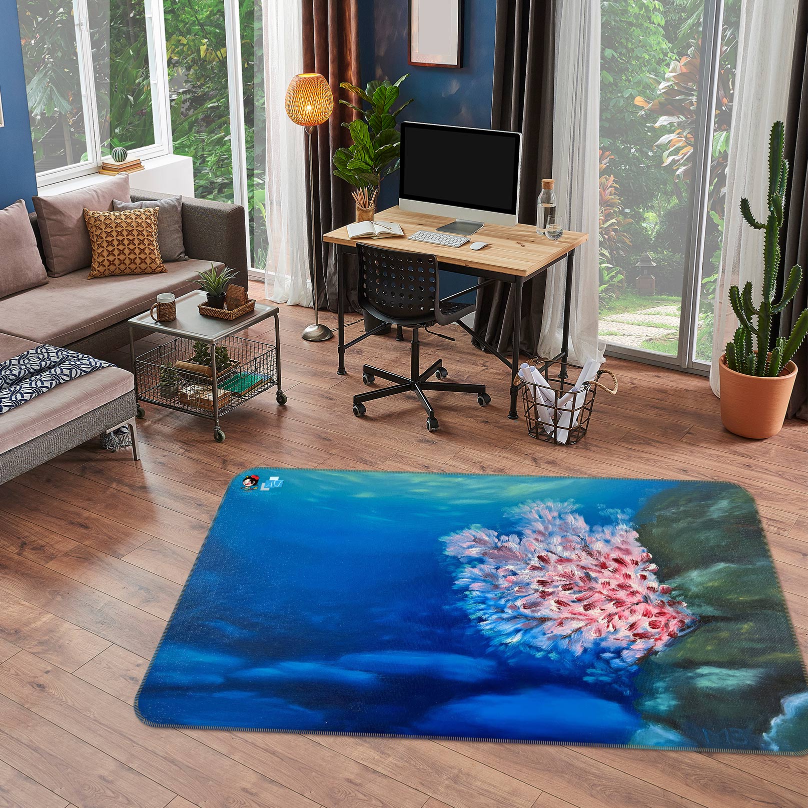 3D Seabed Pink Coral 9706 Marina Zotova Rug Non Slip Rug Mat