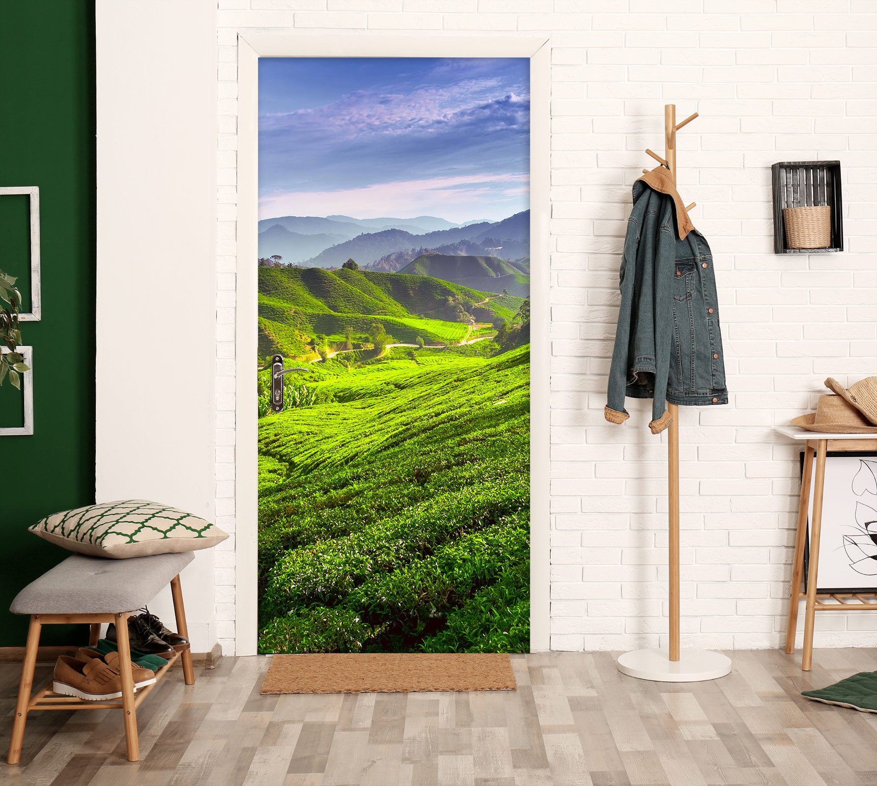 3D Green Hillside 23193 Door Mural