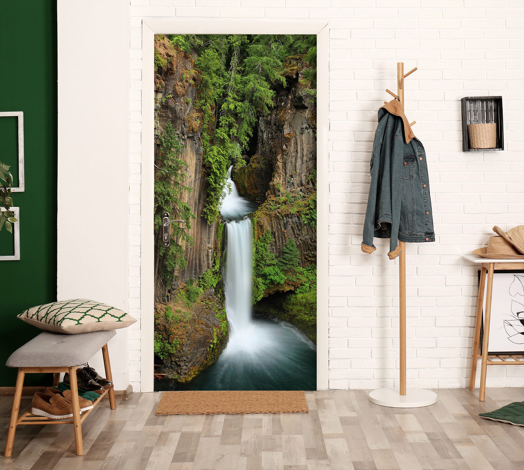 3D Mountain Waterfall 23012 Door Mural