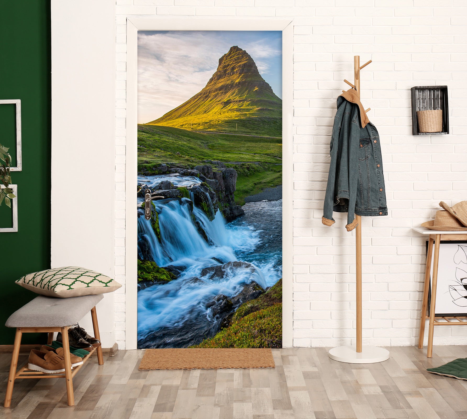 3D Mountain Lawn River 201 Door Mural