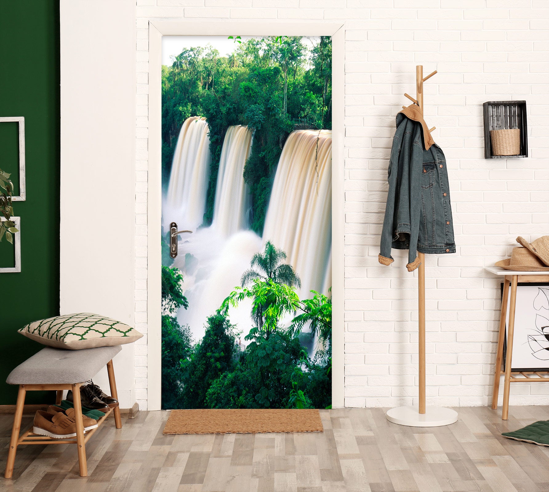 3D Jungle Waterfall 23053 Door Mural