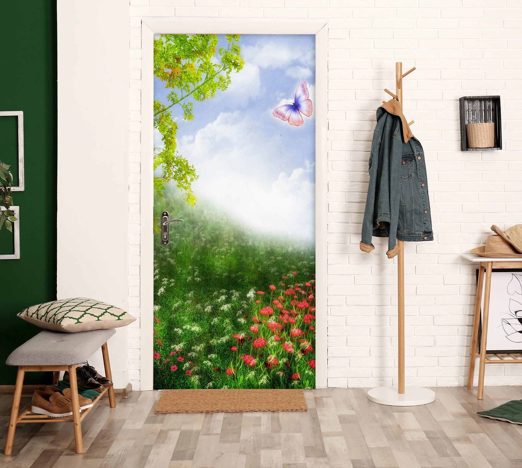 3D Flower Bush 24075 Door Mural