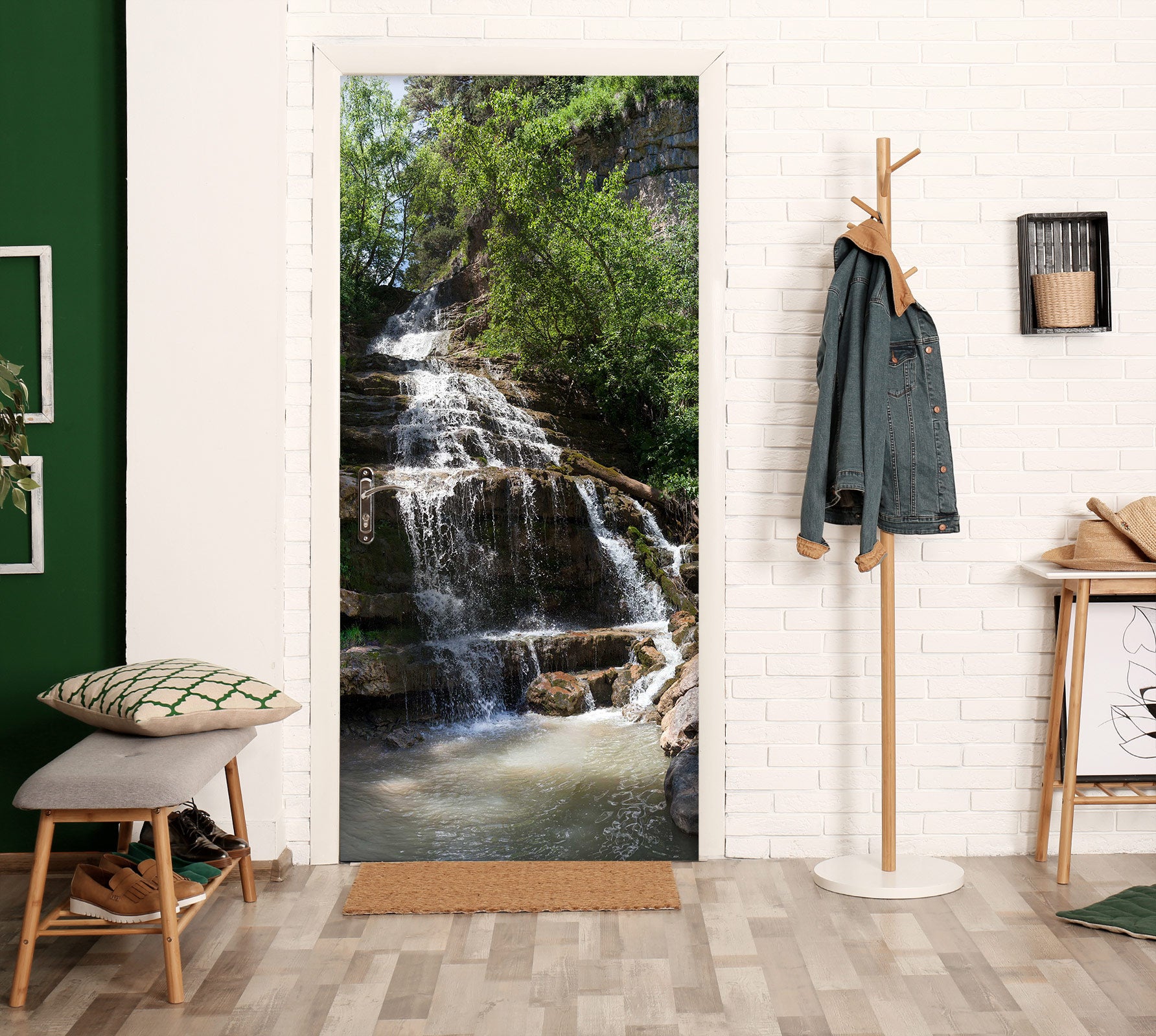 3D Mountain Stream 23201 Door Mural