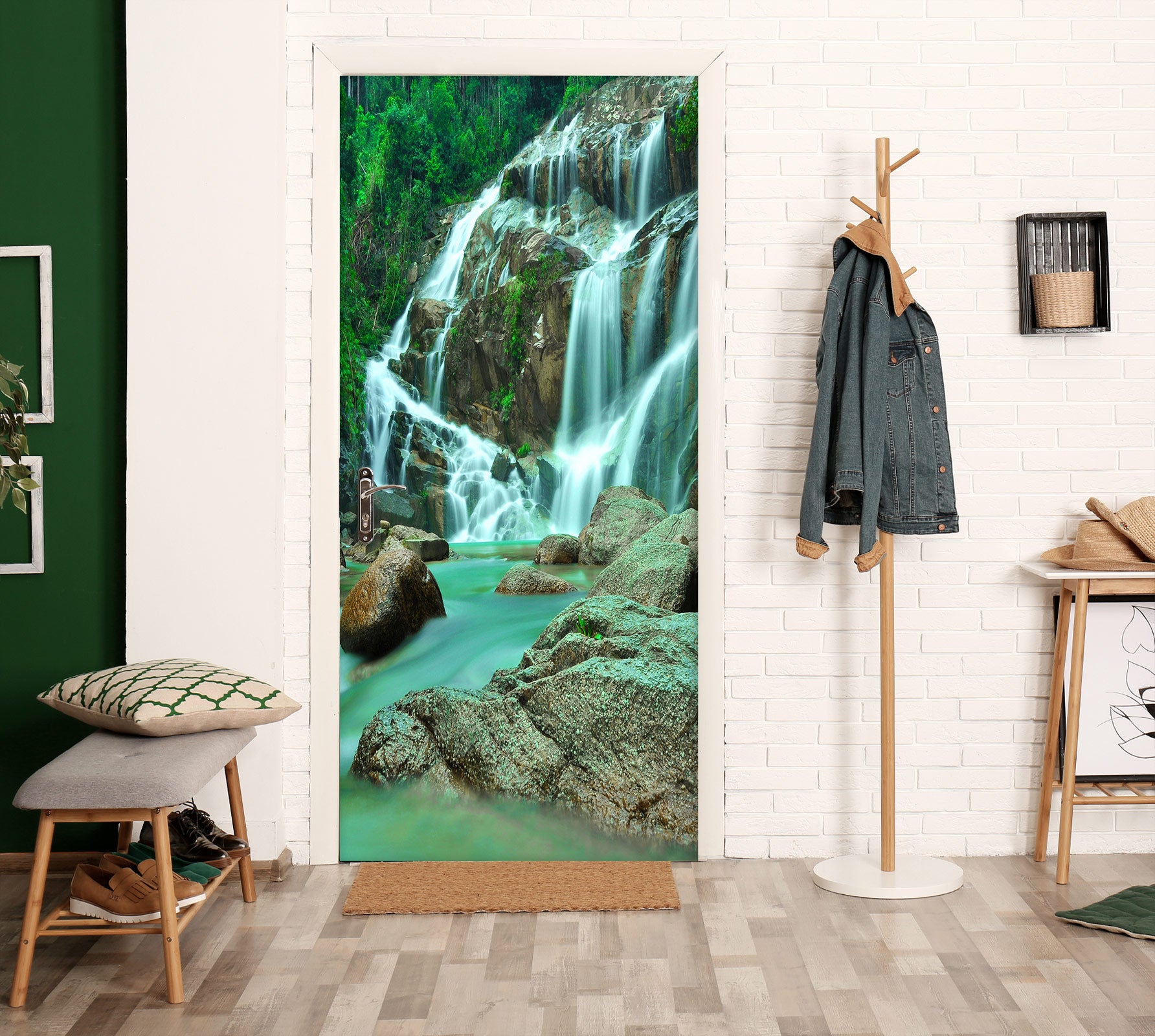 3D Waterfall Stone 23037 Door Mural