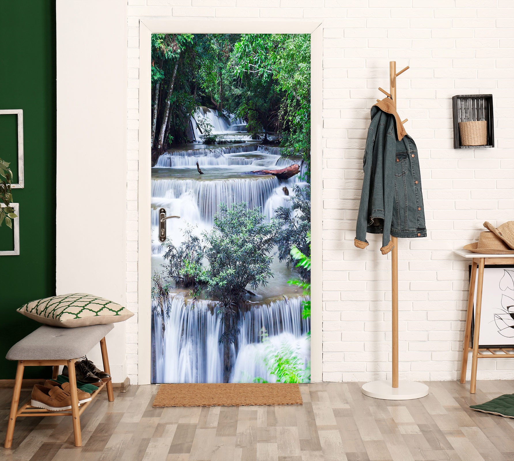 3D Forest Tree River 130 Door Mural