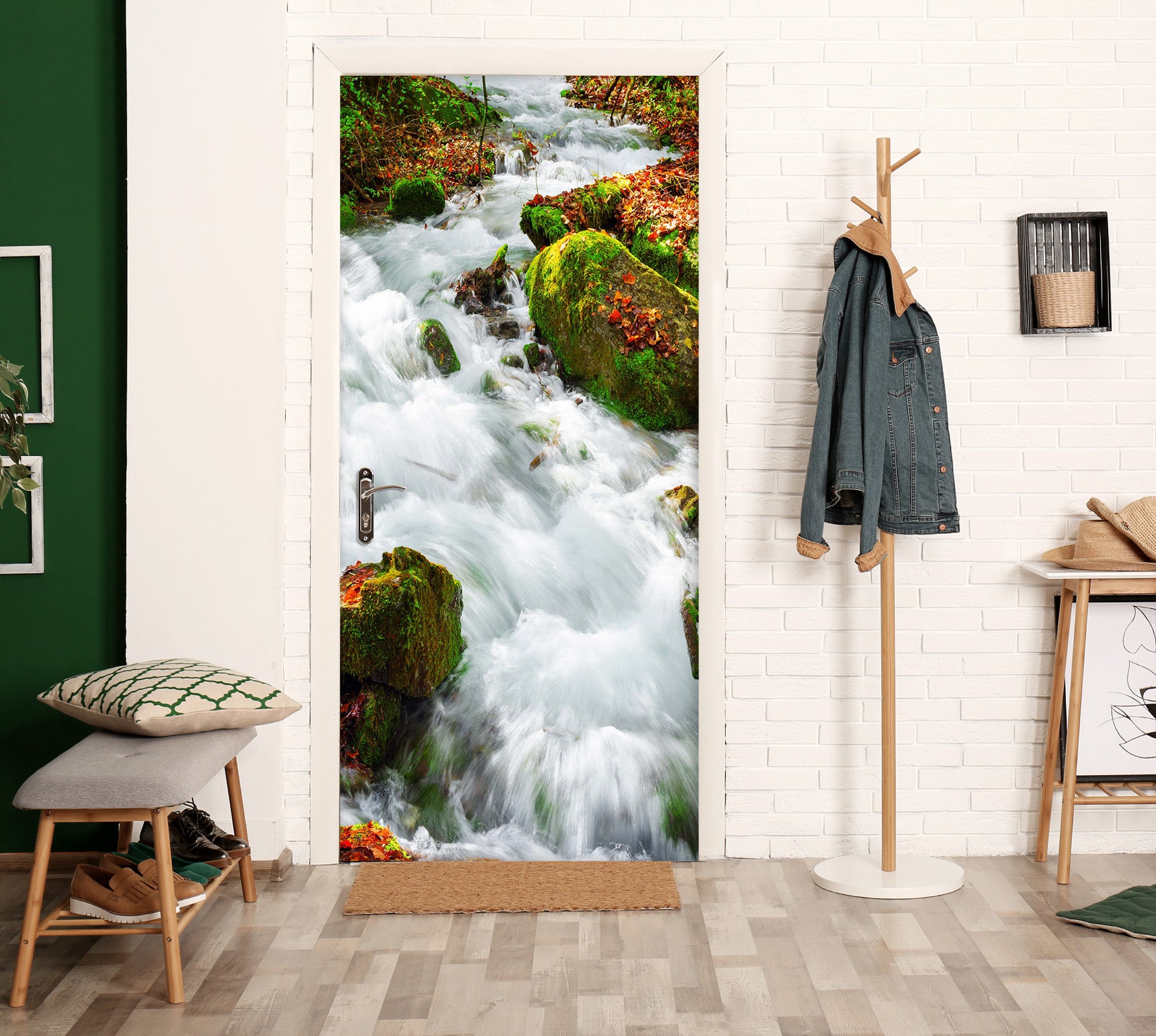 3D White Rapids 206 Door Mural