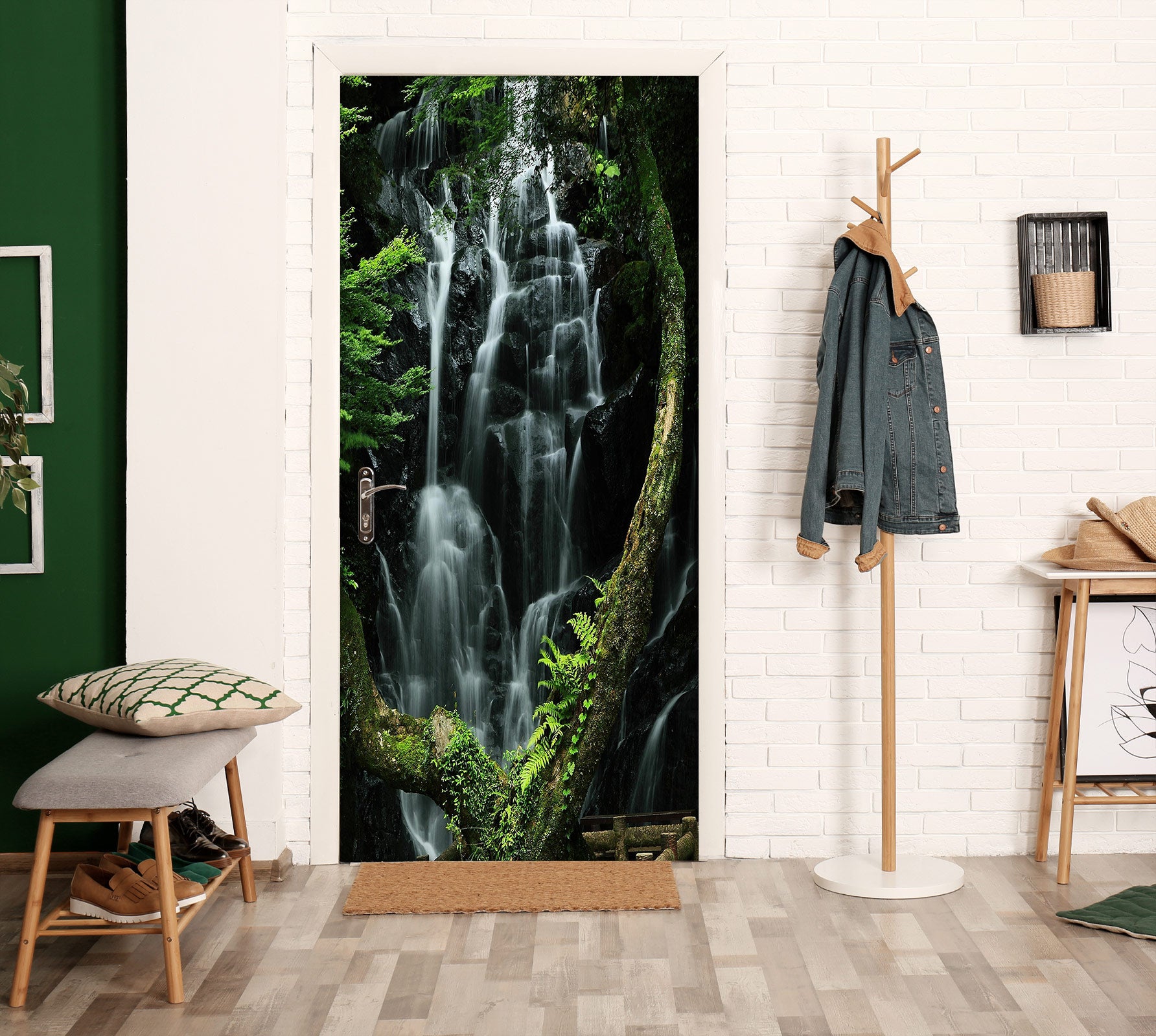 3D Tree Waterfall 23099 Door Mural