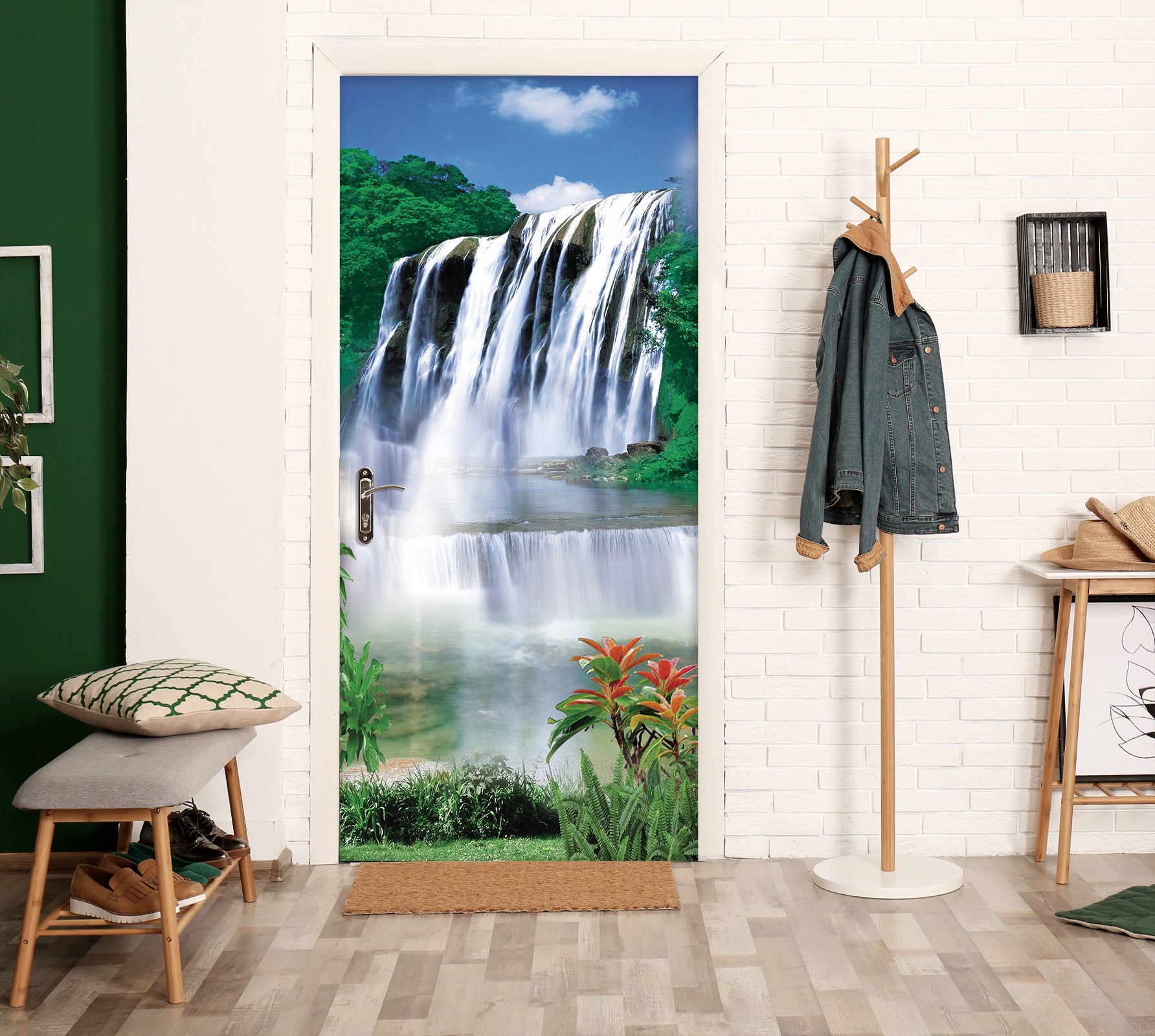 3D Waterfall River Flower 250 Door Mural