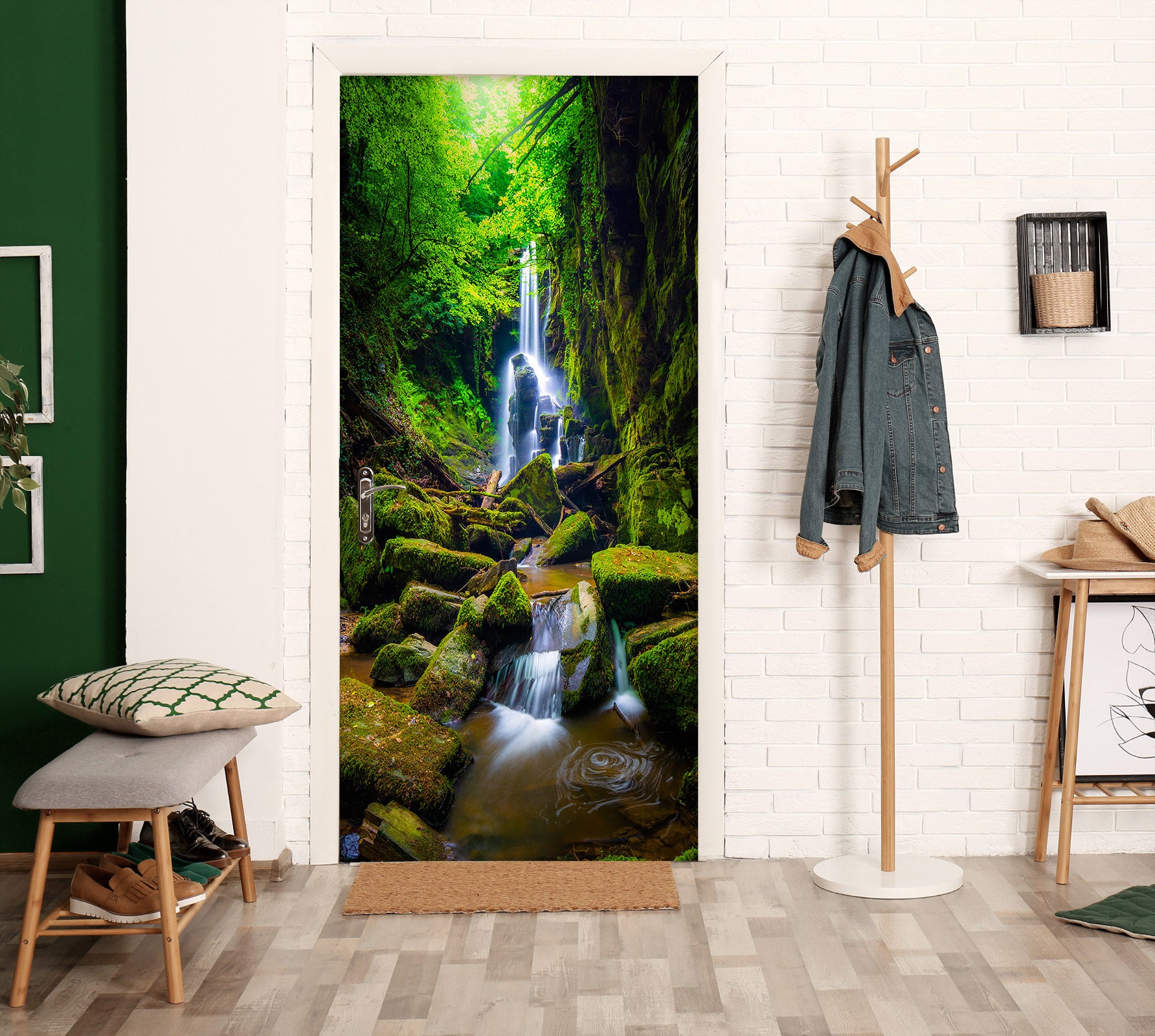 3D Mountain Running Water 25129 Door Mural