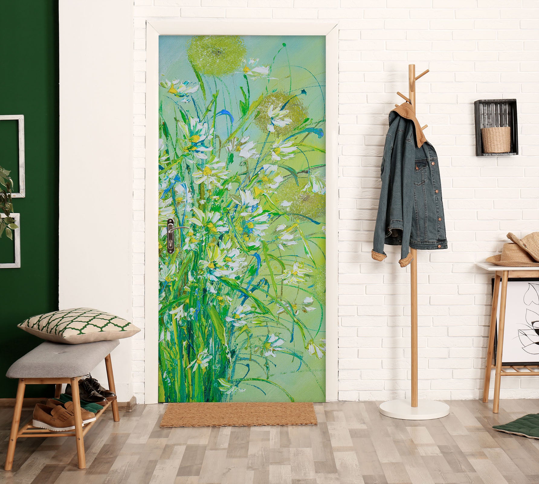 3D Green Flower Ball 850 Skromova Marina Door Mural