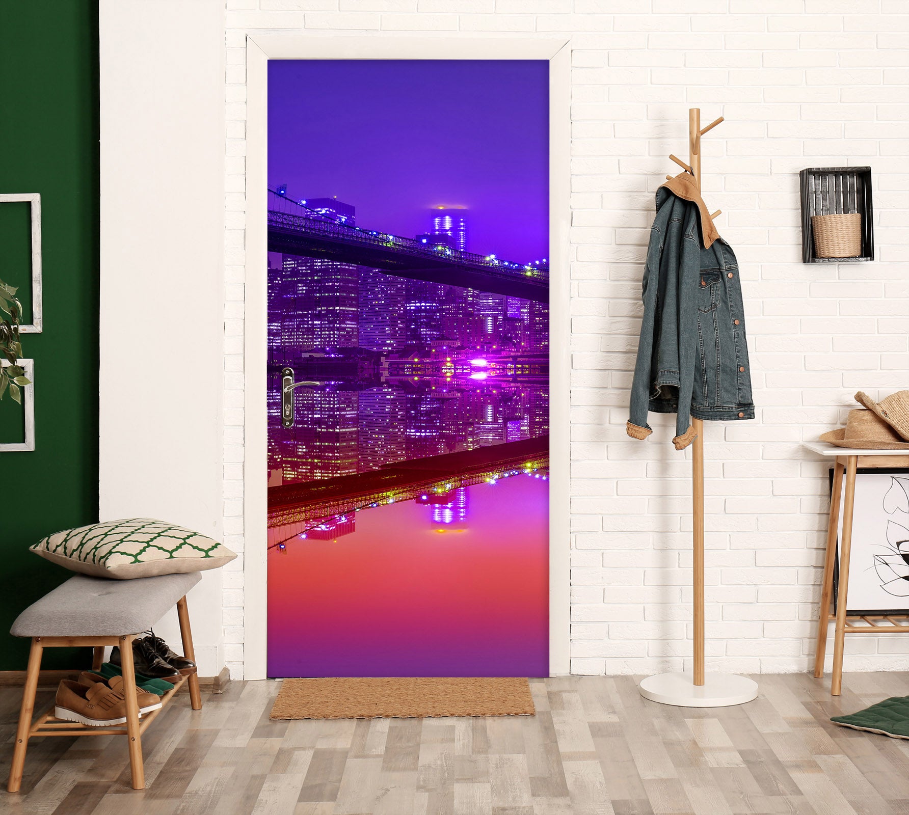 3D River Shadow Building Bridge 11443 Marco Carmassi Door Mural