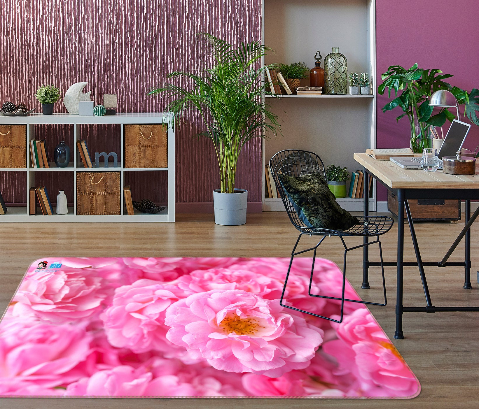 3D Pink Flower 6741 Assaf Frank Rug Non Slip Rug Mat