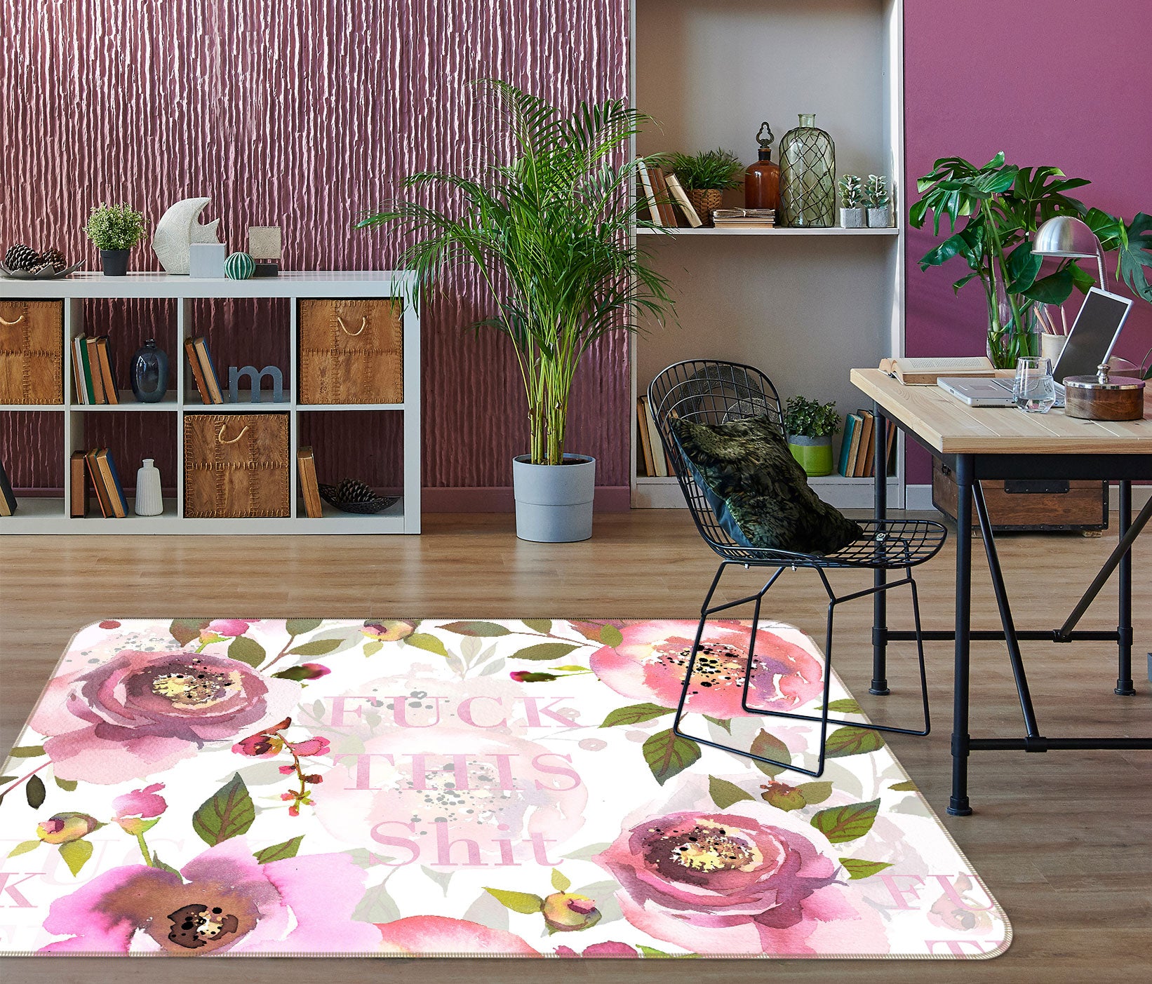 3D Peony Pattern 085 Uta Naumann Rug Non Slip Rug Mat